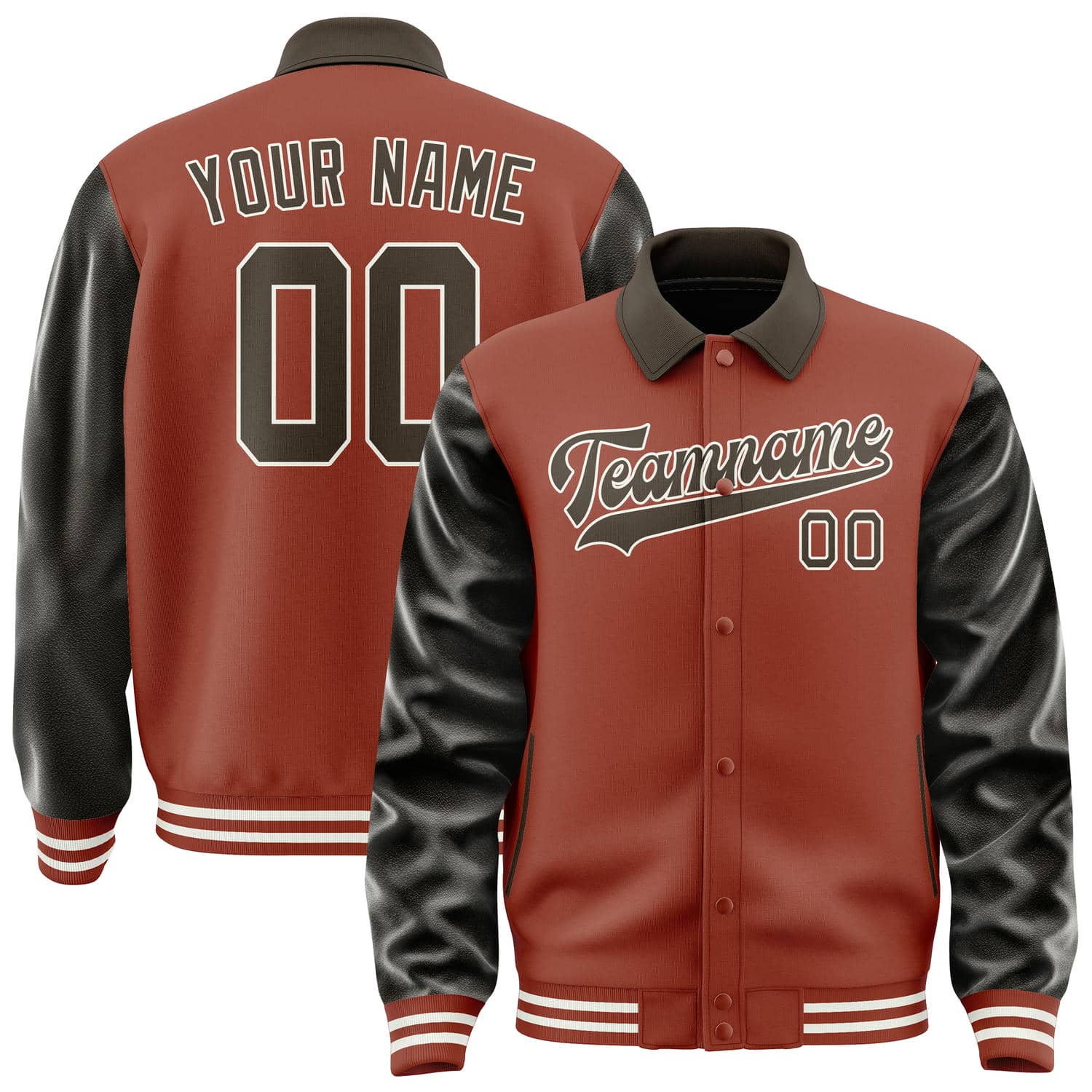 Custom Coral Red Brown Jacket