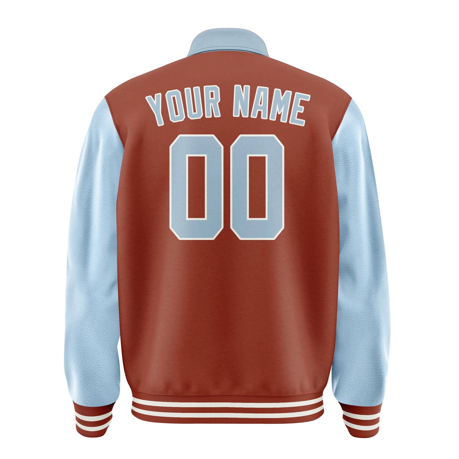 Custom Coral Red Light Blue Jacket