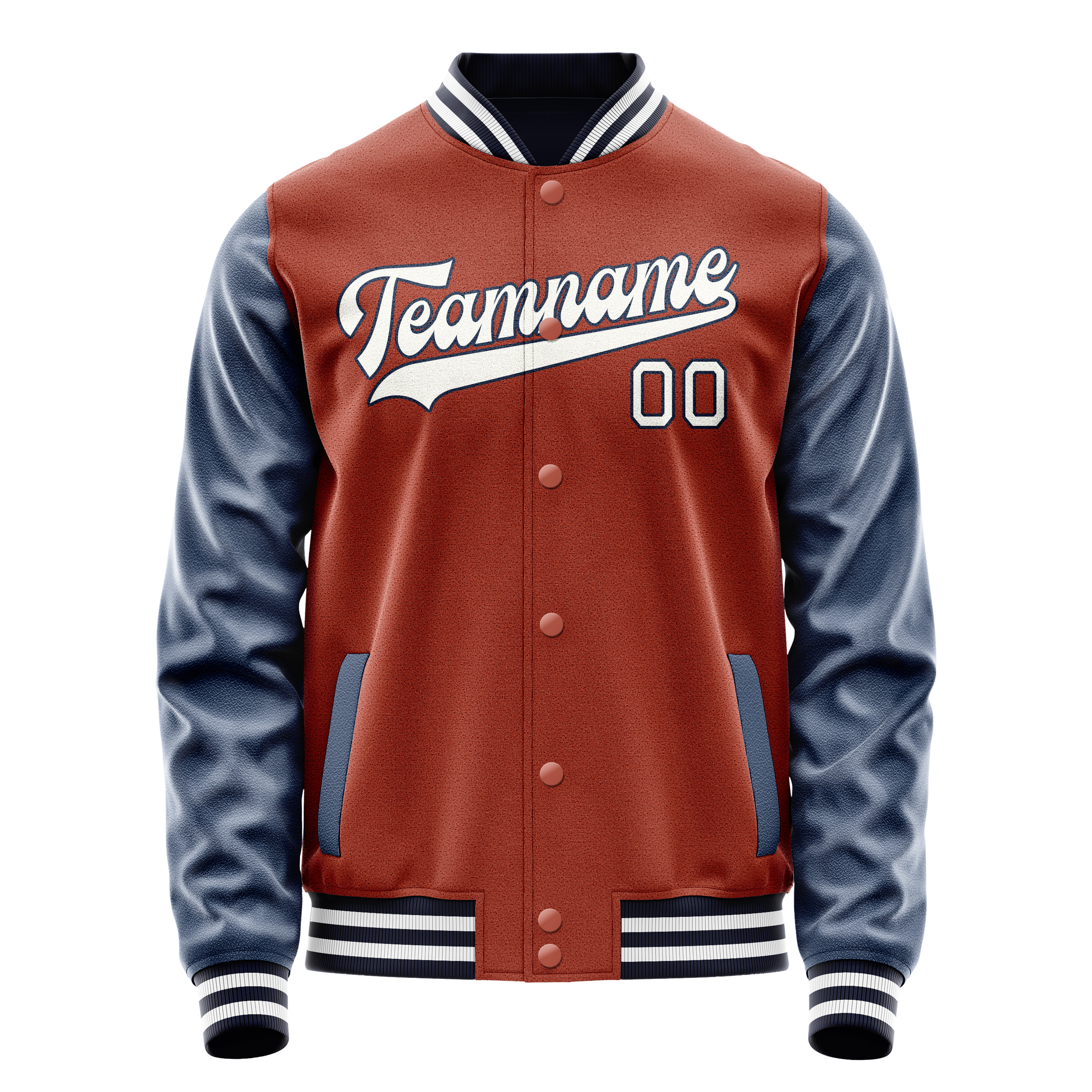 Custom Texas-Orange Royal Solid Color Varsity Letterman Jacket JA02240617JG429