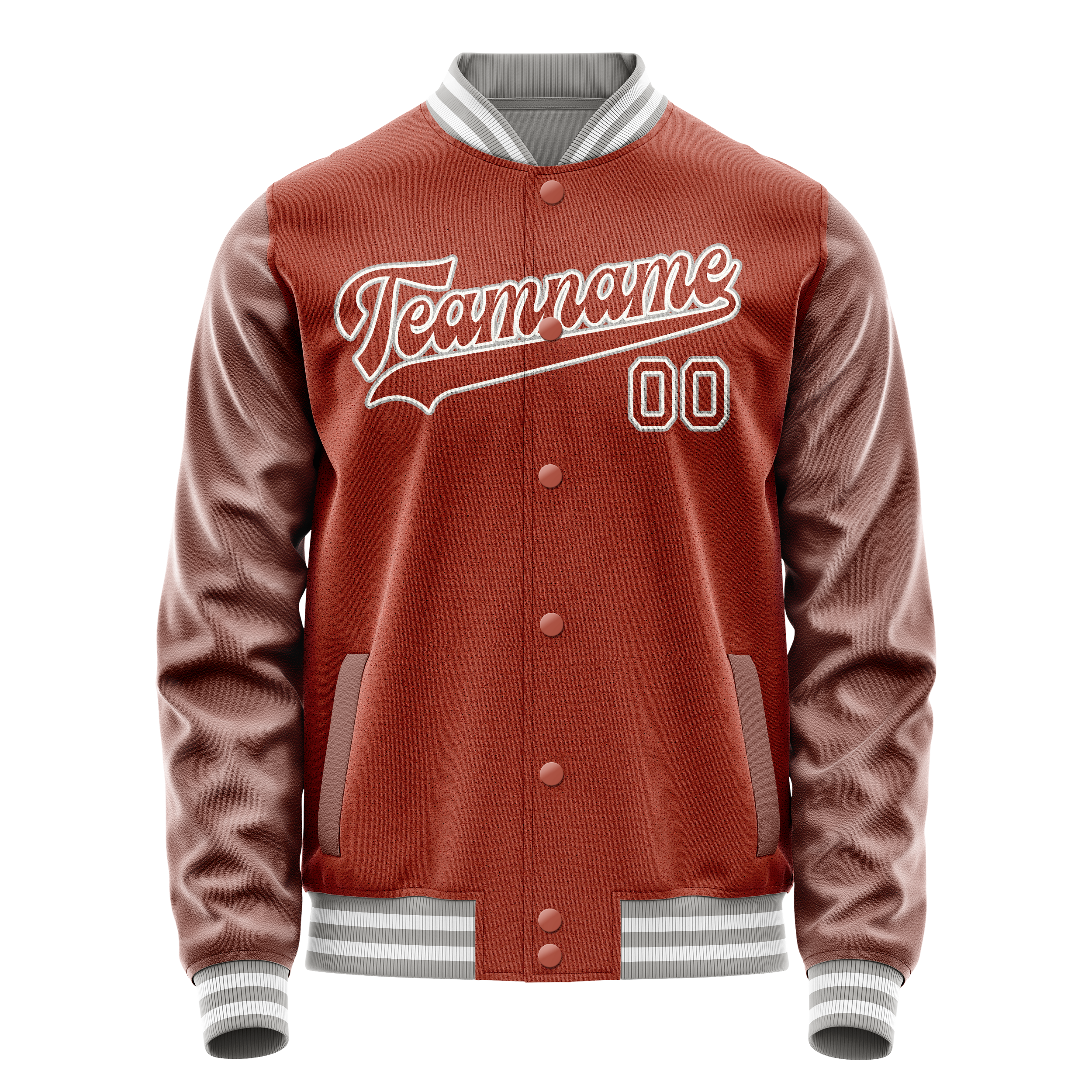 Custom Texas-Orange White Solid Color Varsity Letterman Jacket JA02240617JG445