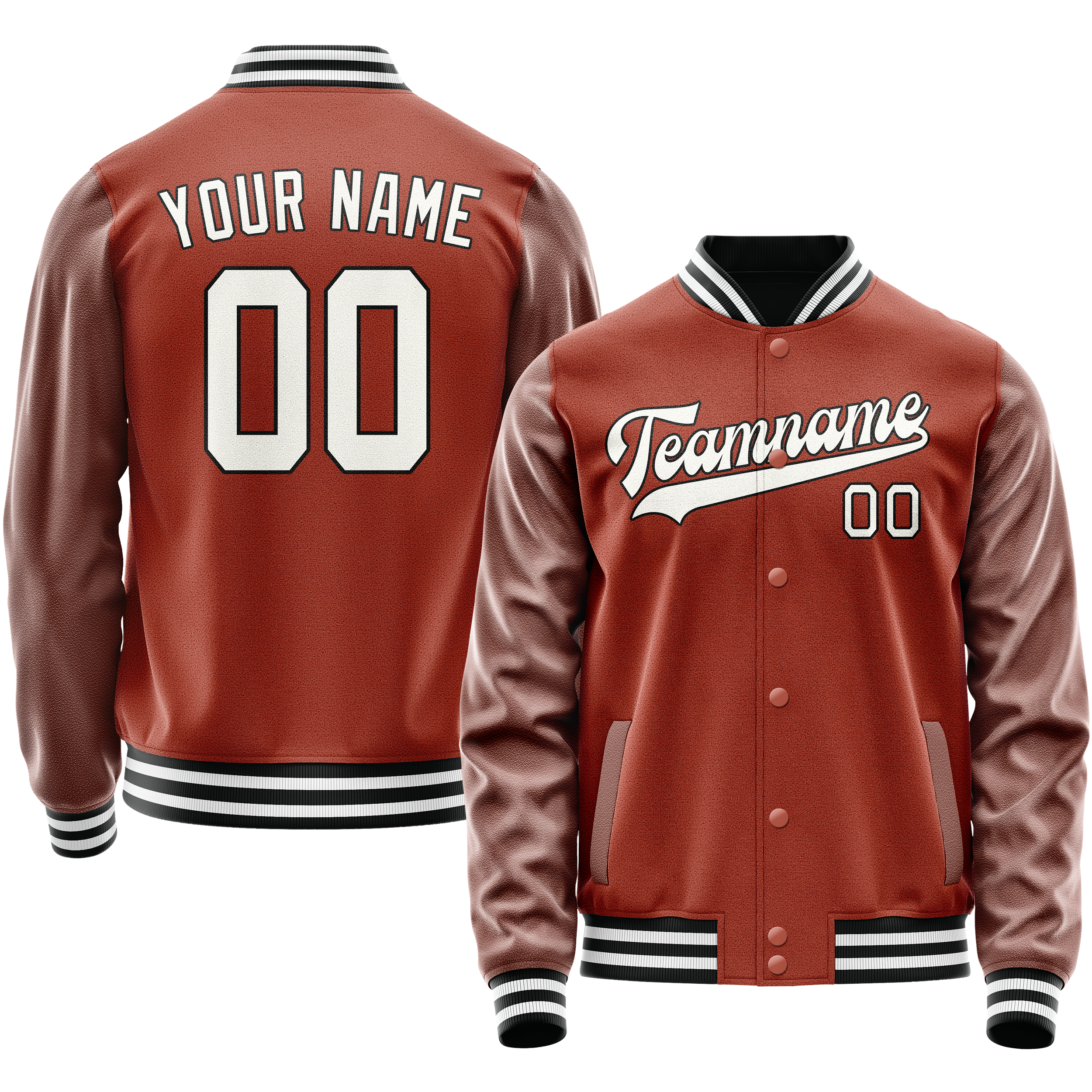 Custom Texas-Orange White Solid Color Varsity Letterman Jacket JA02240617JG436