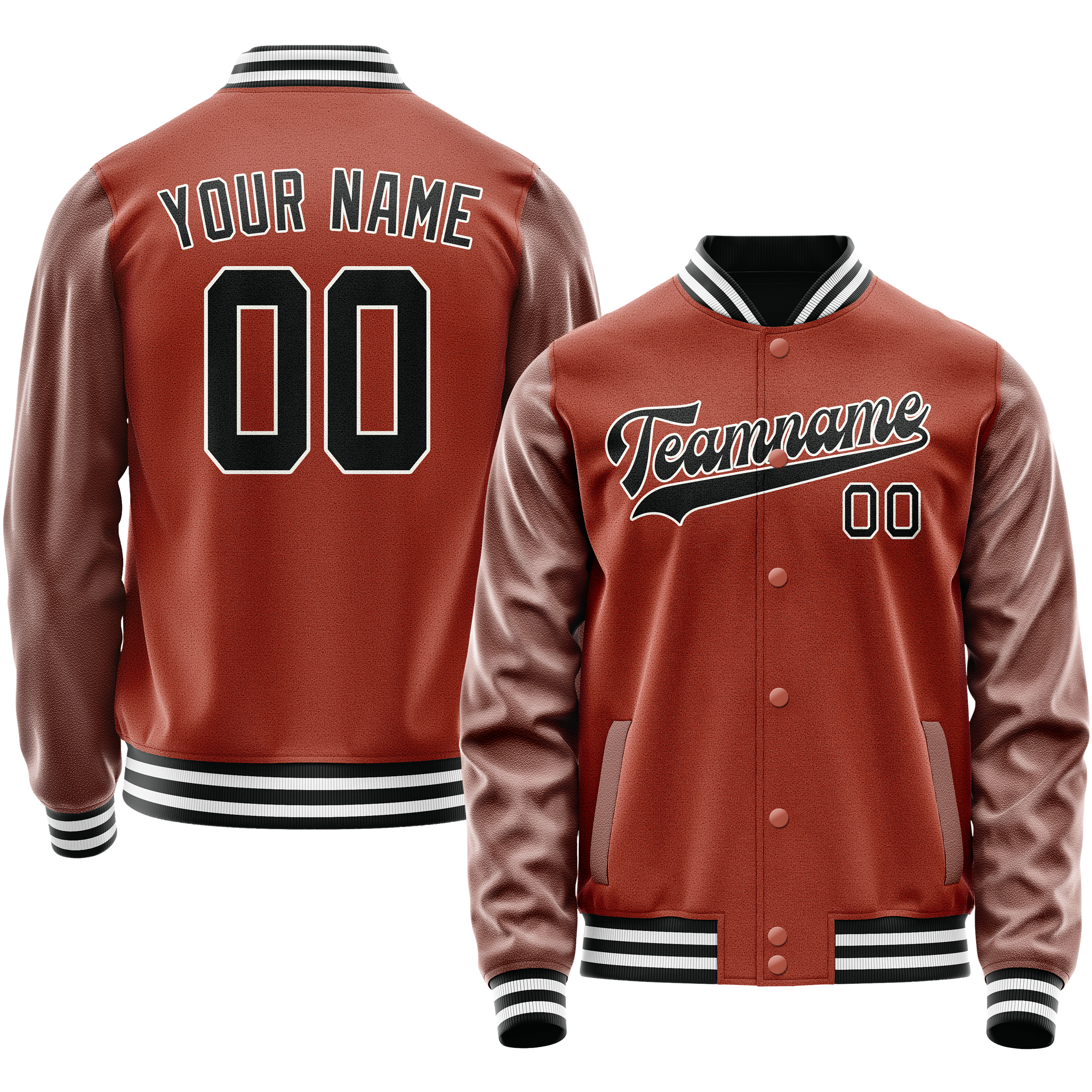 Custom Texas-Orange Black Solid Color Varsity Letterman Jacket JA02240617JG444