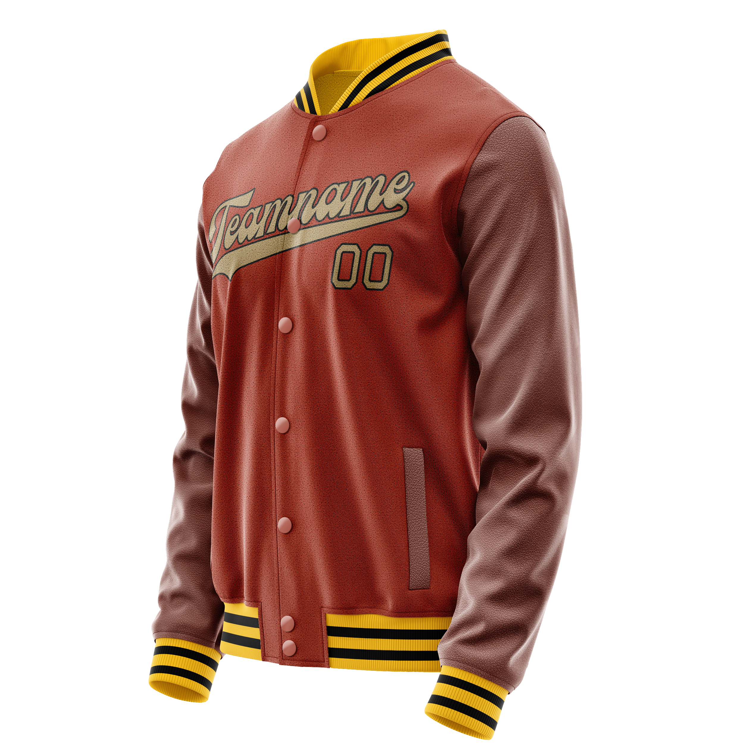 Custom Texas-Orange Old-Gold Solid Color Varsity Letterman Jacket JA02240617JG435