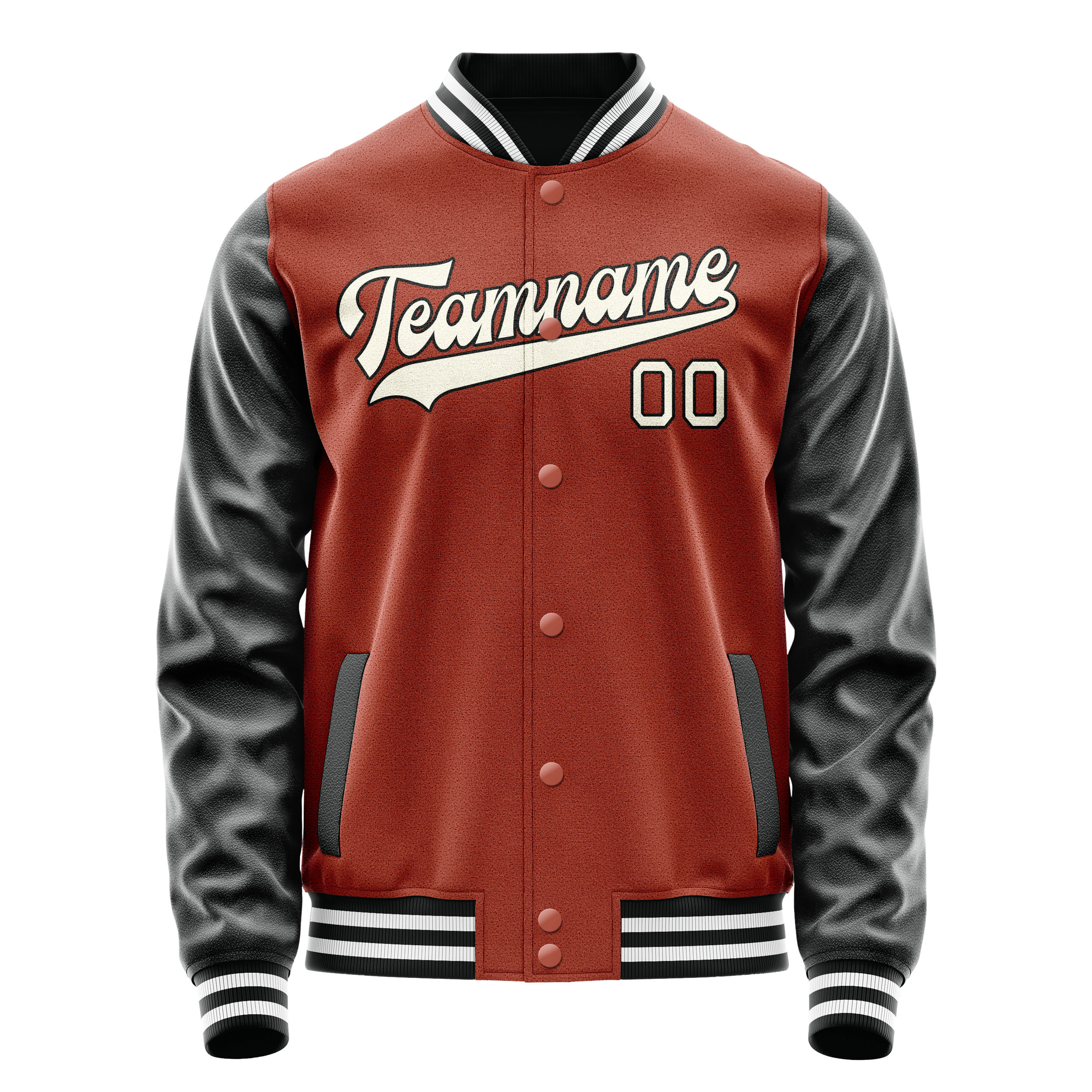 Custom Texas-Orange Black Solid Color Varsity Letterman Jacket JA02240617JG433