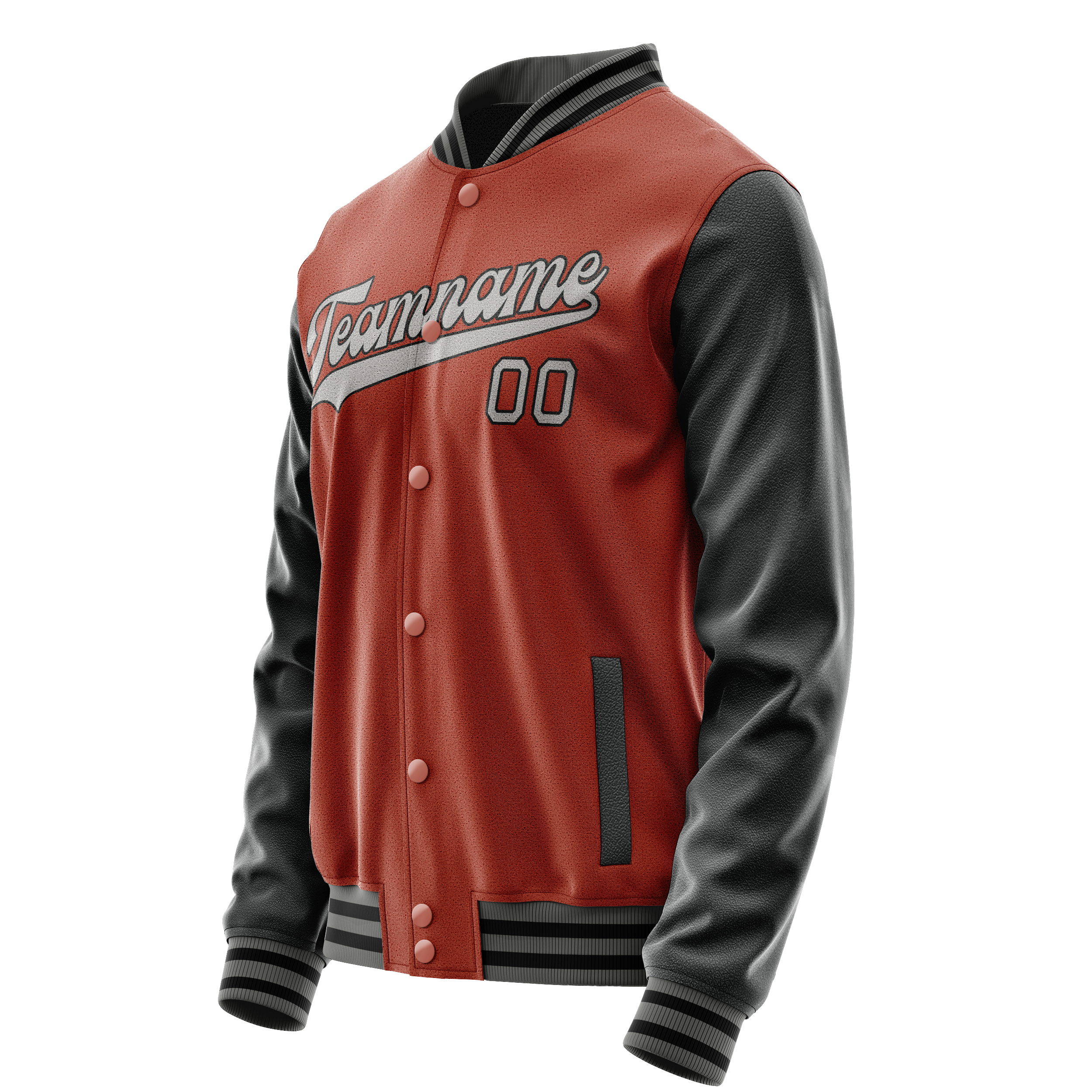 Custom Texas-Orange Black Solid Color Varsity Letterman Jacket JA02240617JG431