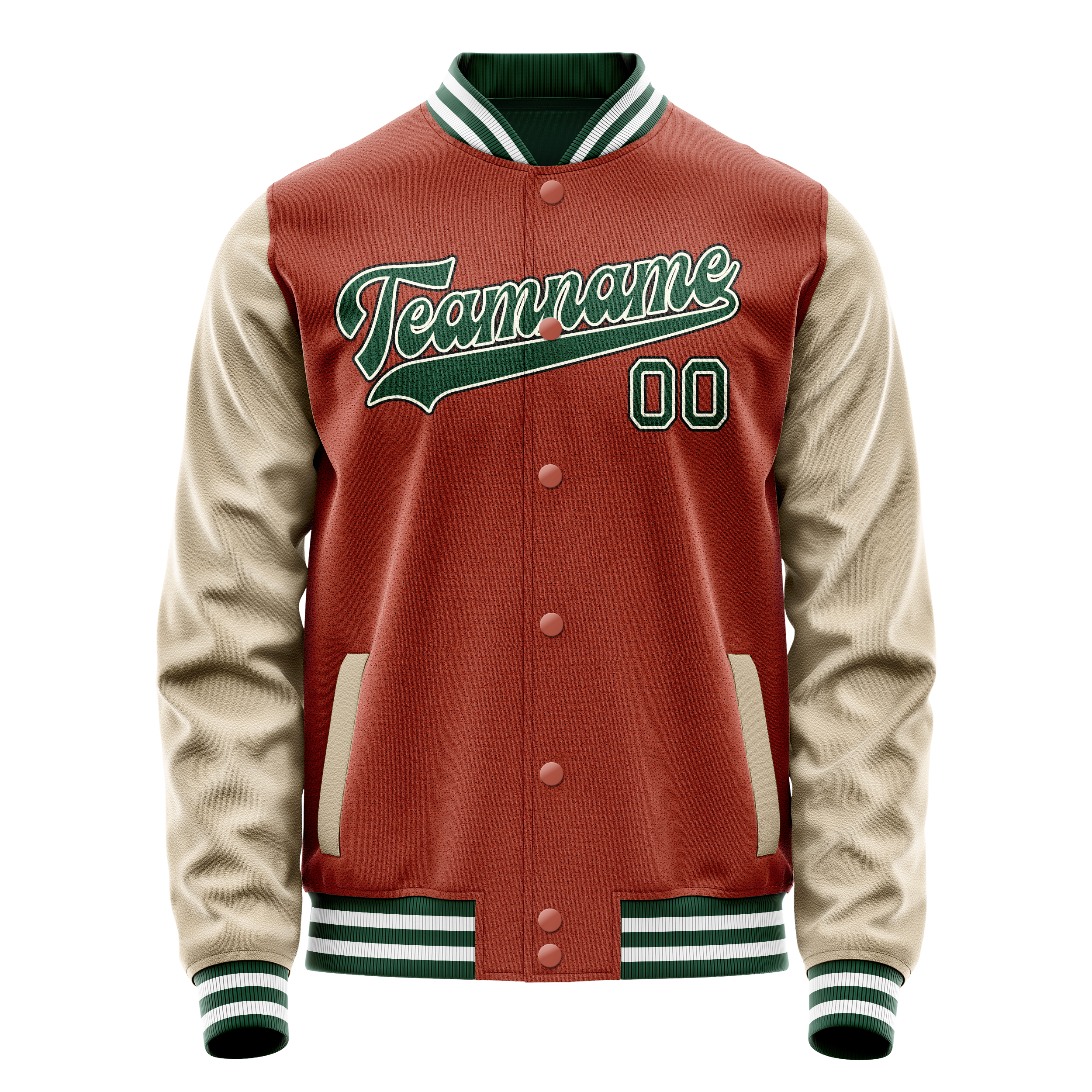 Custom Texas-Orange Cream Solid Color Varsity Letterman Jacket JA02240617JG432