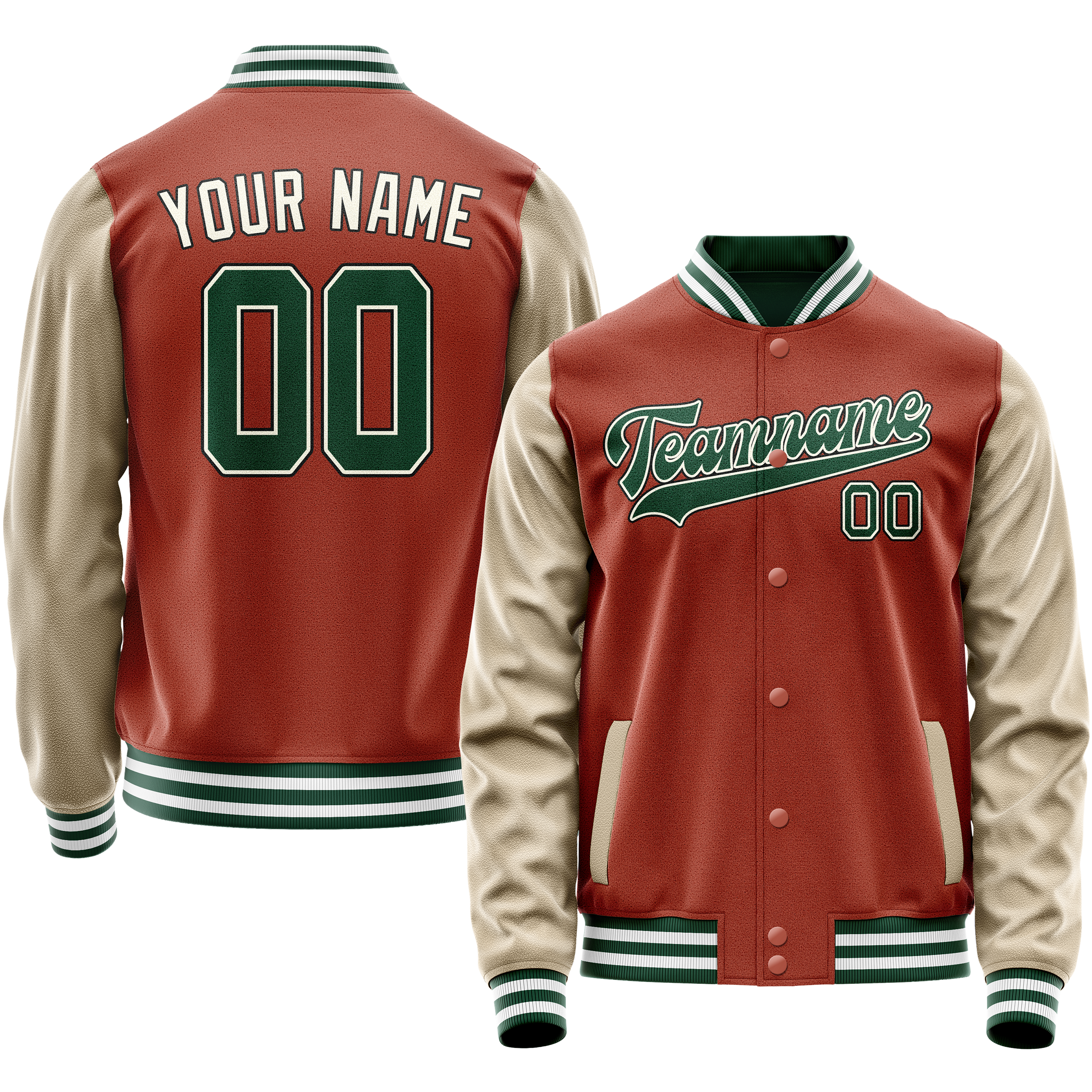 Custom Texas-Orange Cream Solid Color Varsity Letterman Jacket JA02240617JG432