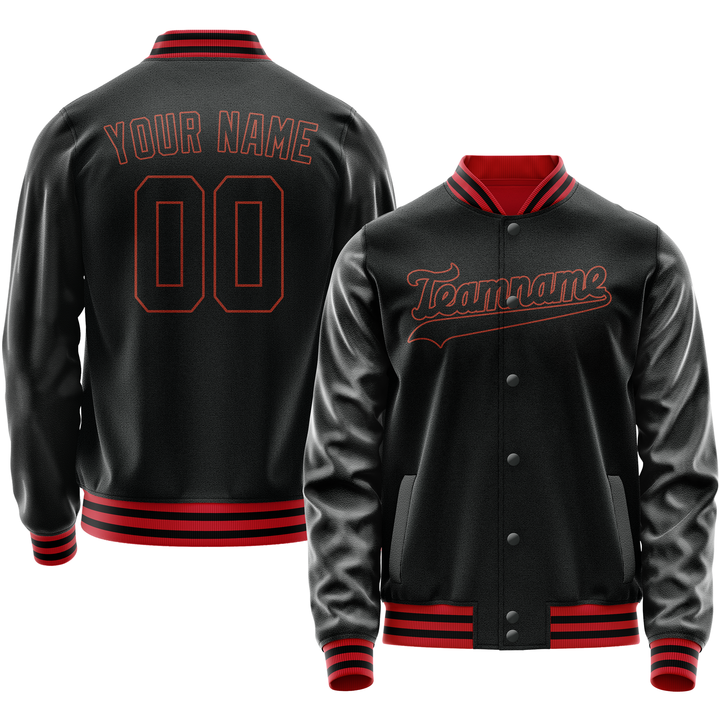 Custom Black Orange Solid Color Varsity Letterman Jacket JA02240617XF018