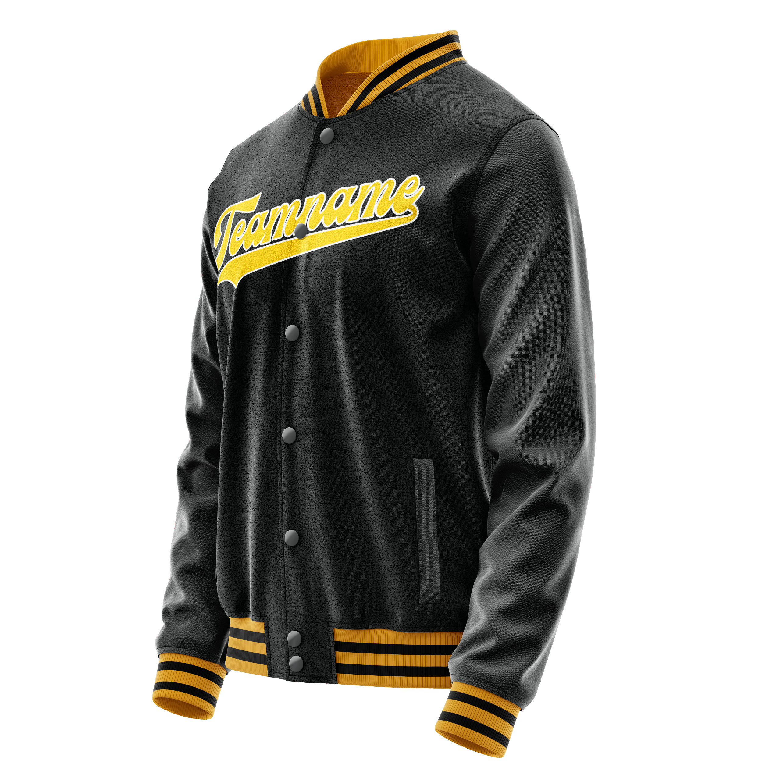 Custom Black Gold Solid Color Varsity Letterman Jacket JA02240617XF020