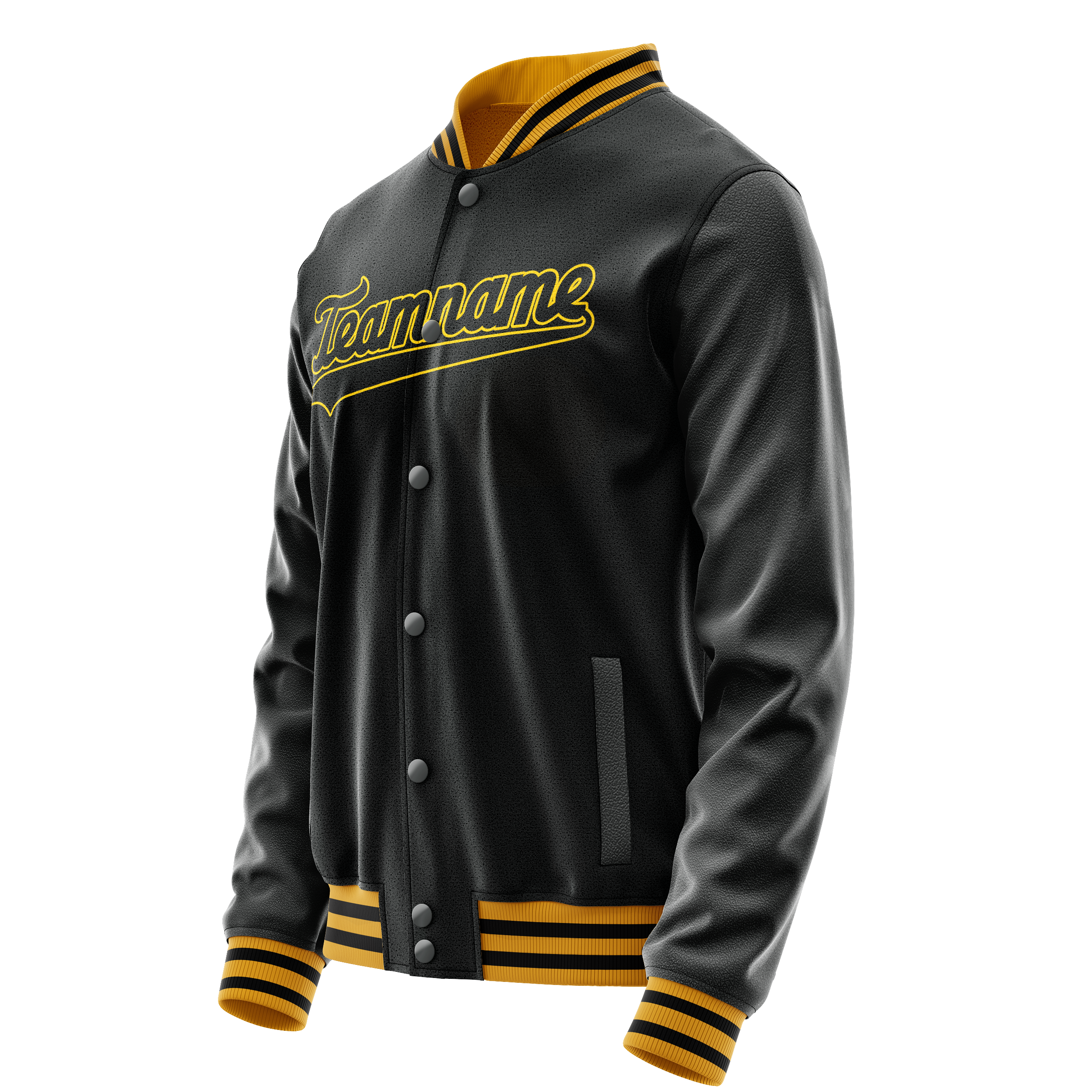 Custom Black Gold Solid Color Varsity Letterman Jacket