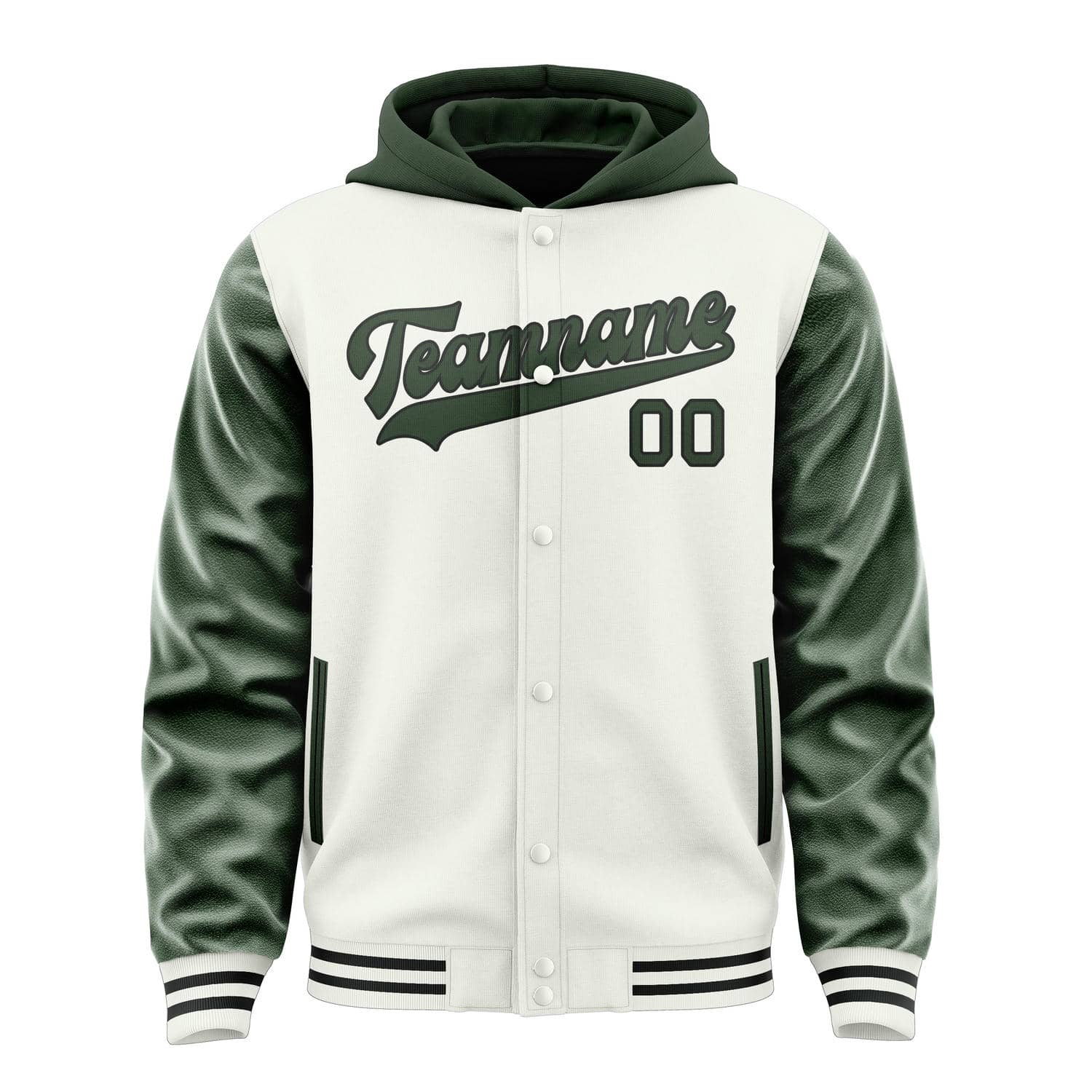 Custom White Dark Green Jacket
