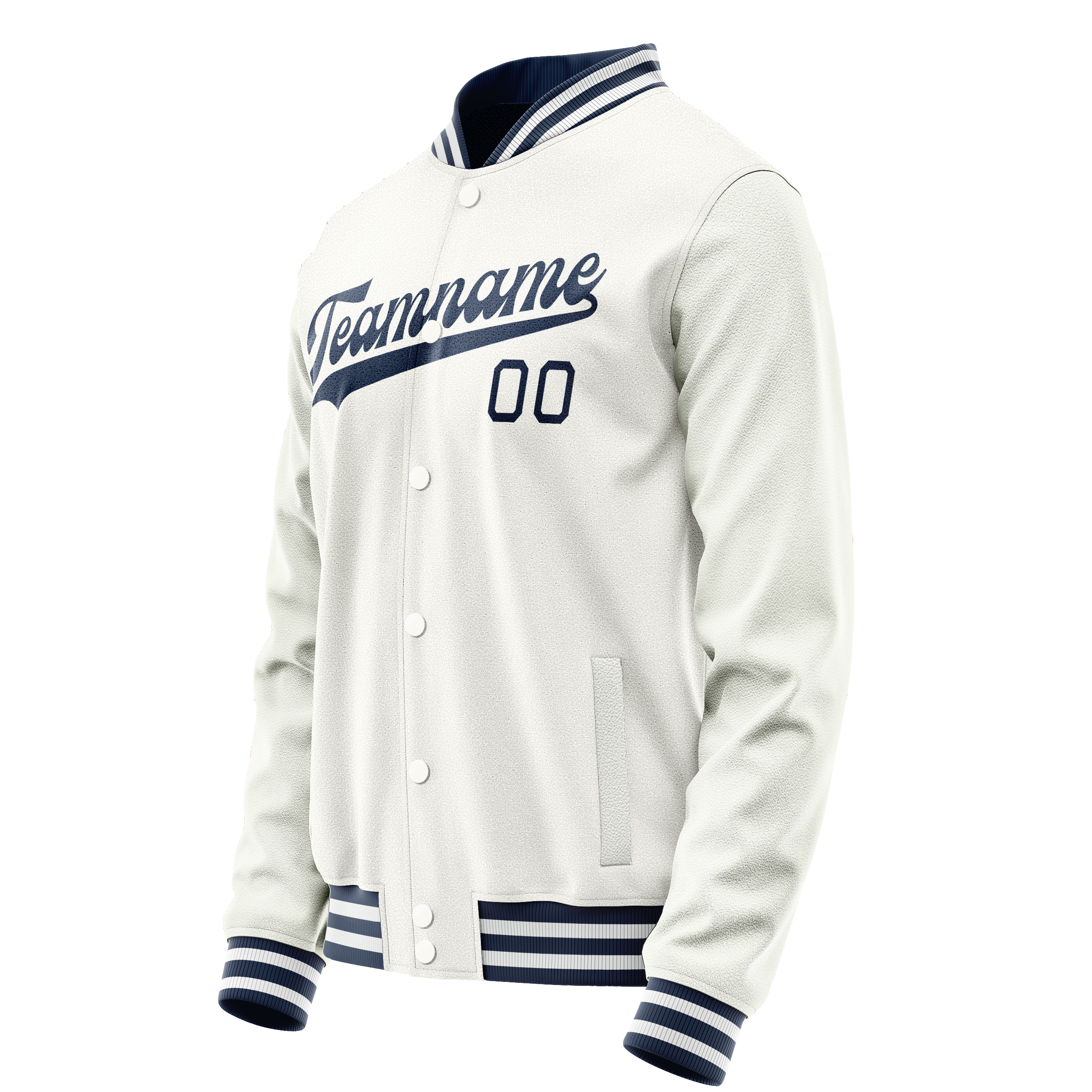 Custom White Navy Solid Color Varsity Letterman Jacket JA02240617LH464