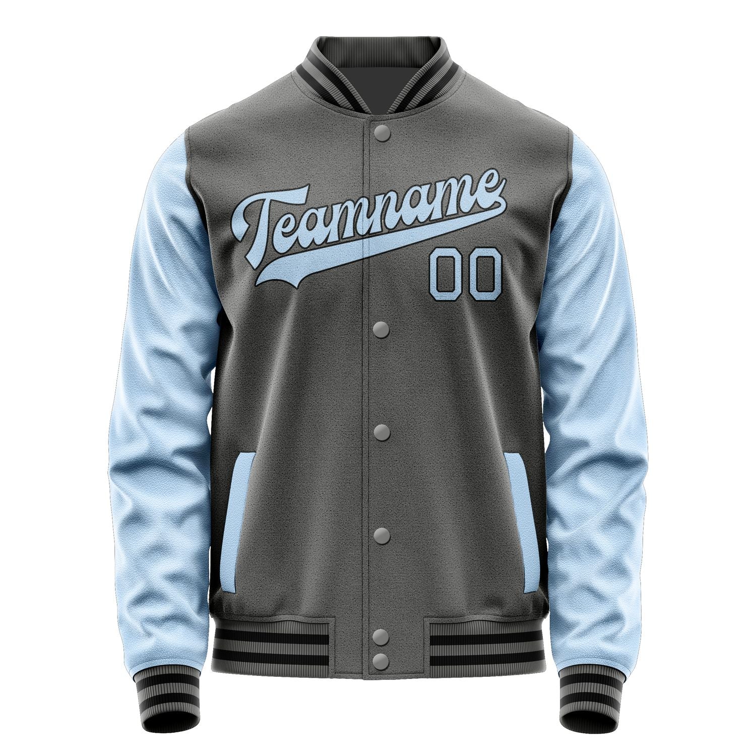 Custom Dark Grey Light Blue Jacket JA2020082017B31708