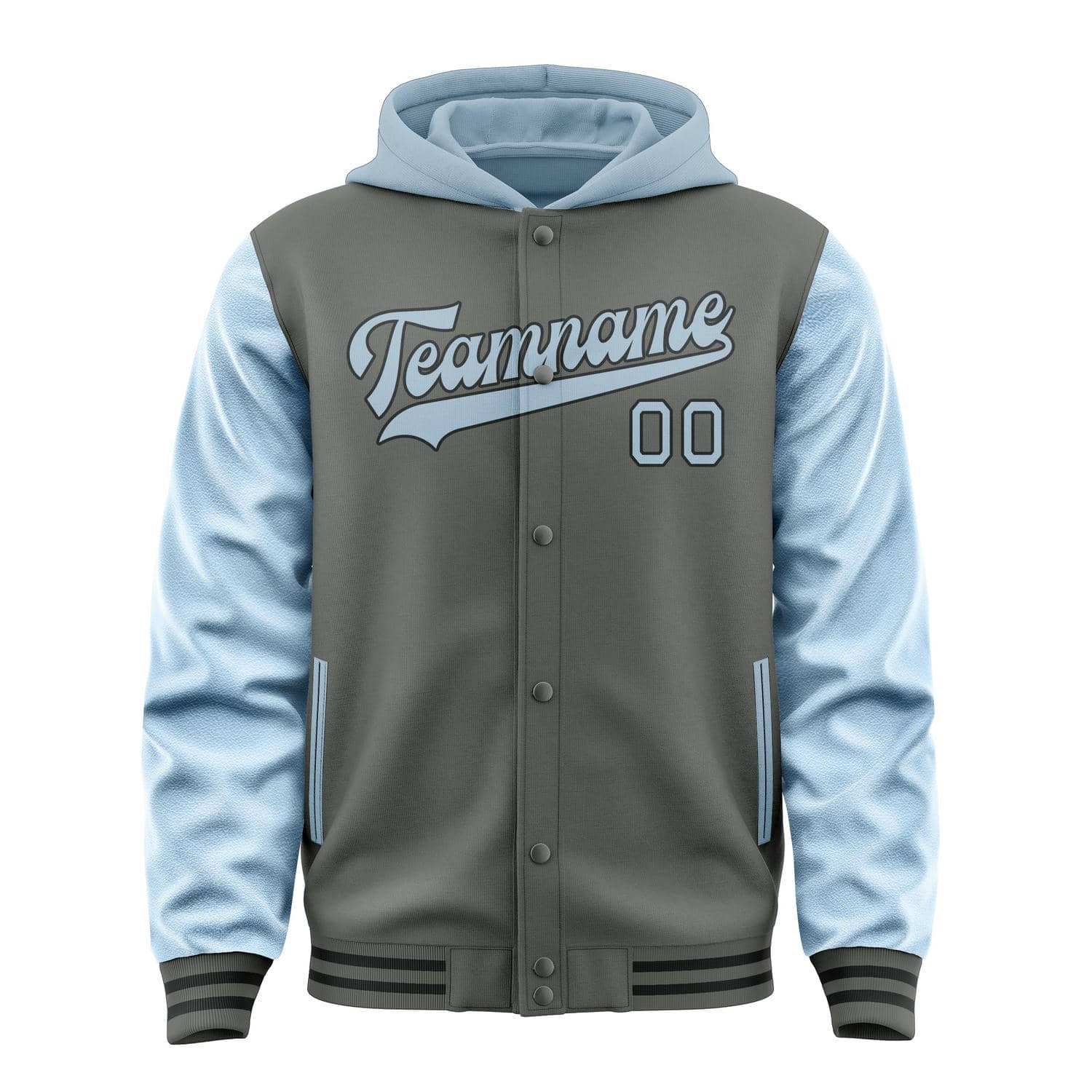 Custom Dark Grey Light Blue Jacket