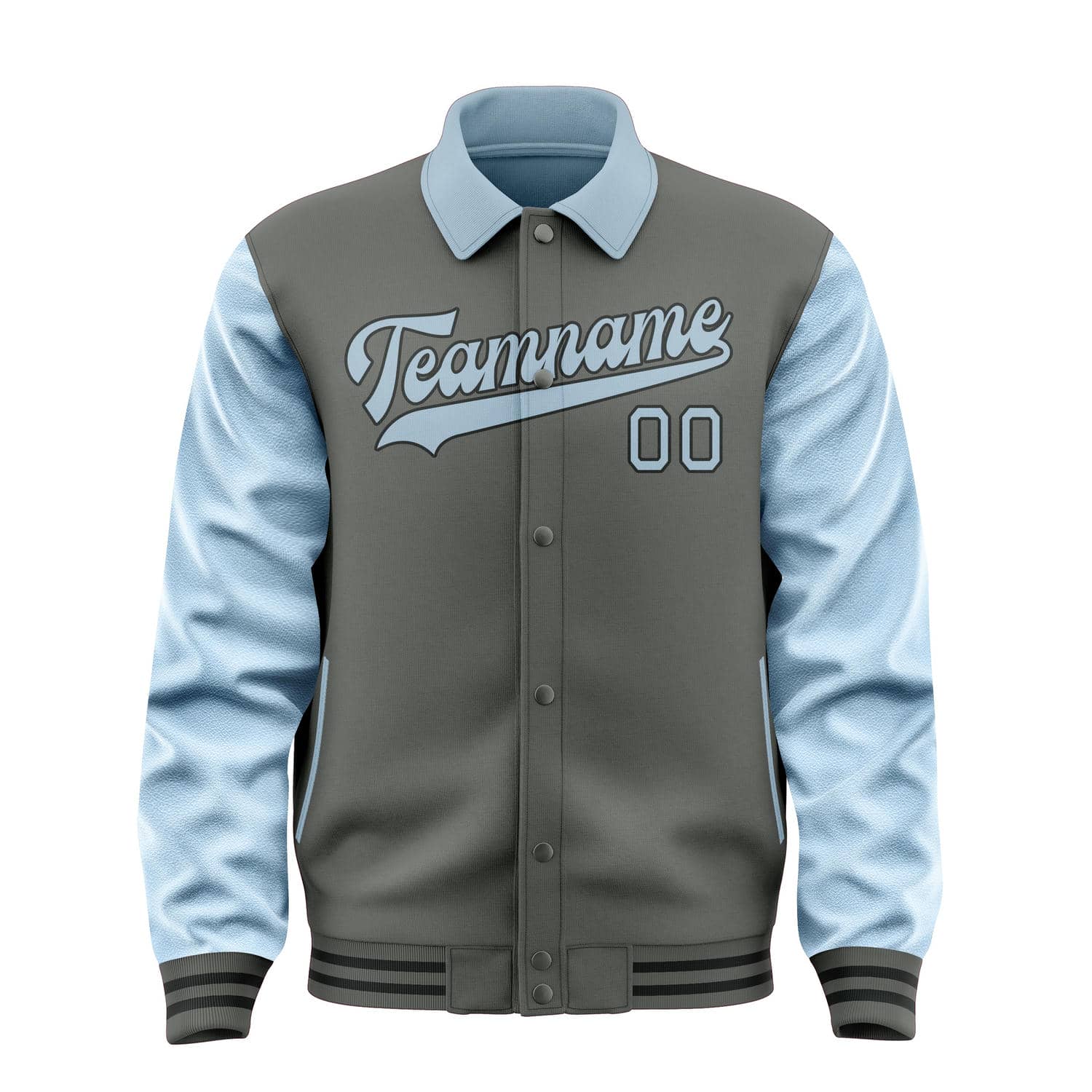 Custom Dark Grey Light Blue Jacket