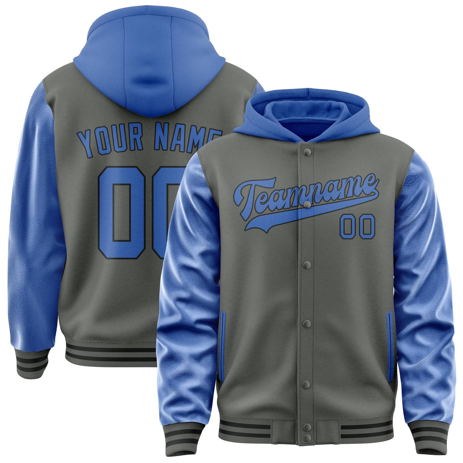 Custom Dark Grey Sky Blue Jacket