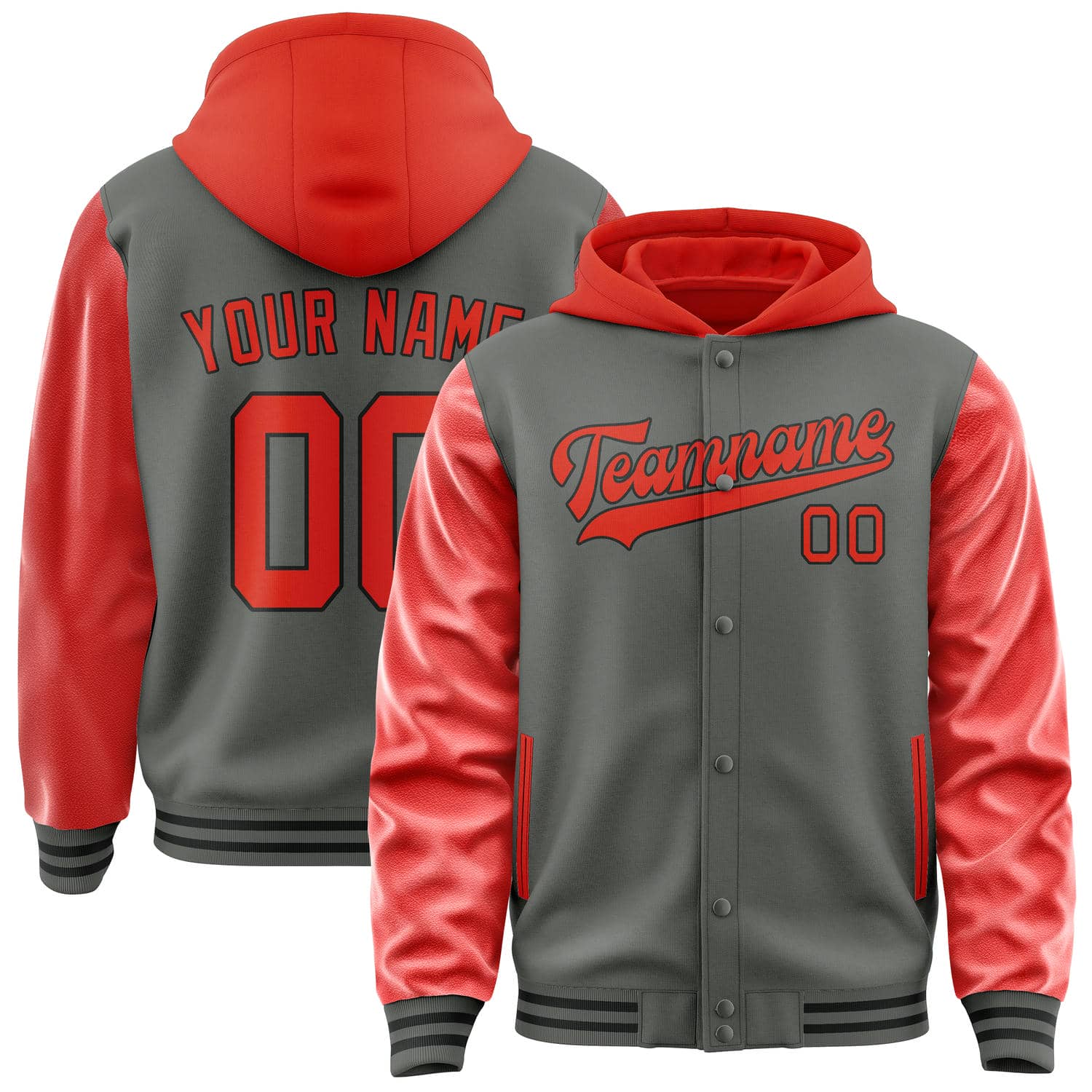 Custom Dark Grey Orange Red Jacket
