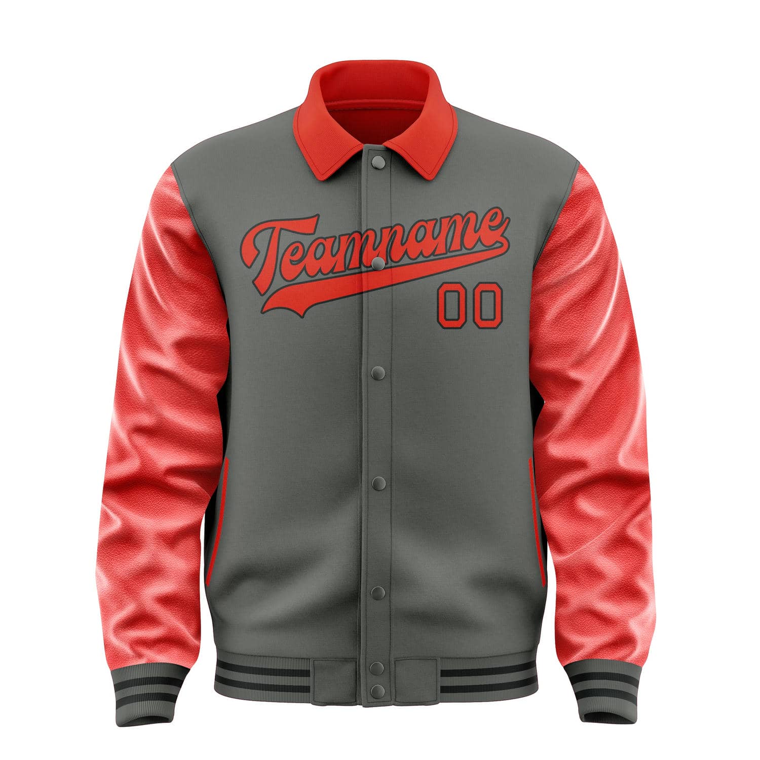 Custom Dark Grey Orange Red Jacket