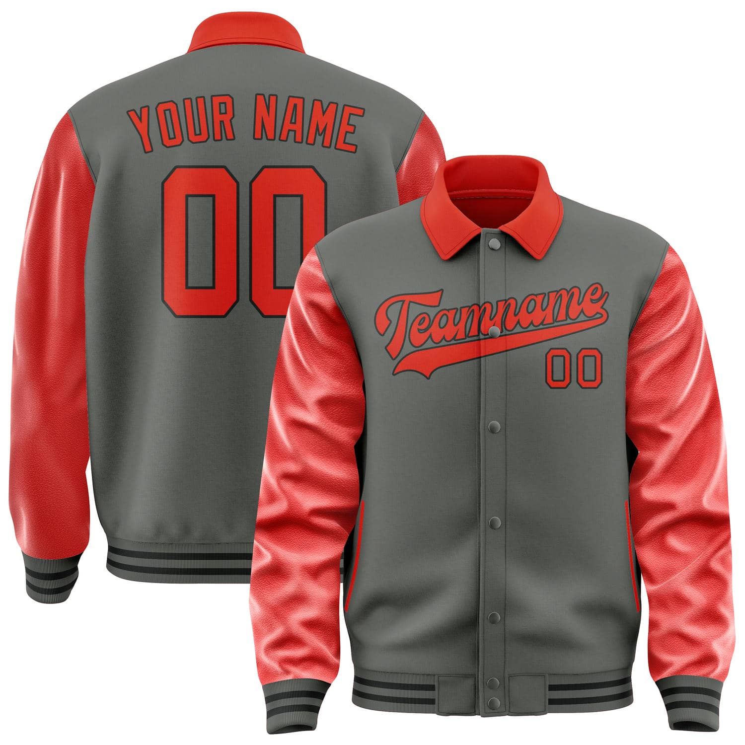 Custom Dark Grey Orange Red Jacket