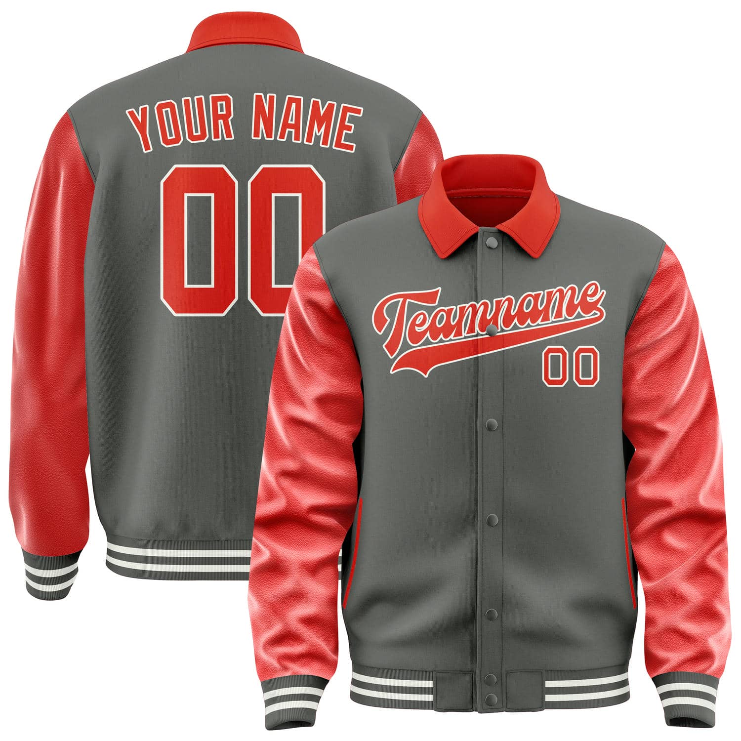 Custom Dark Grey Orange Red Jacket