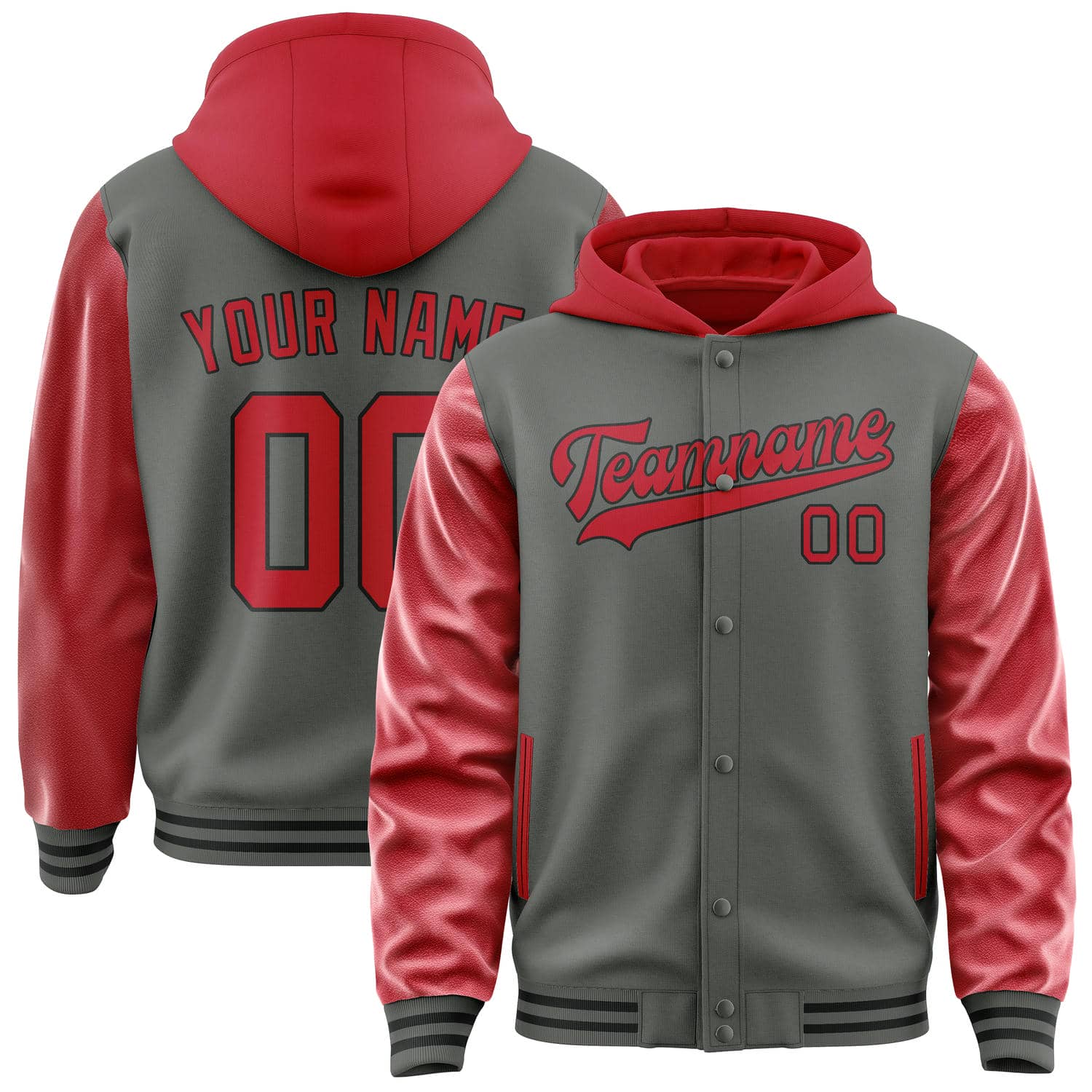 Custom Dark Grey Red Jacket