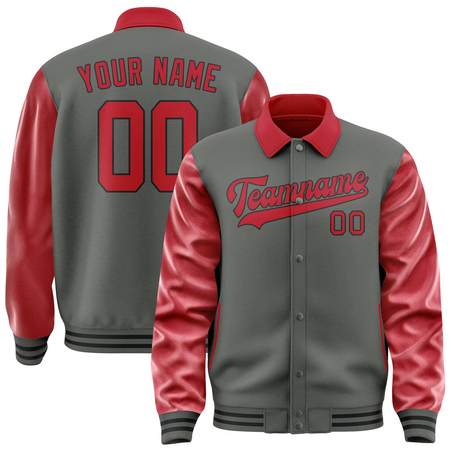 Custom Dark Grey Red Jacket