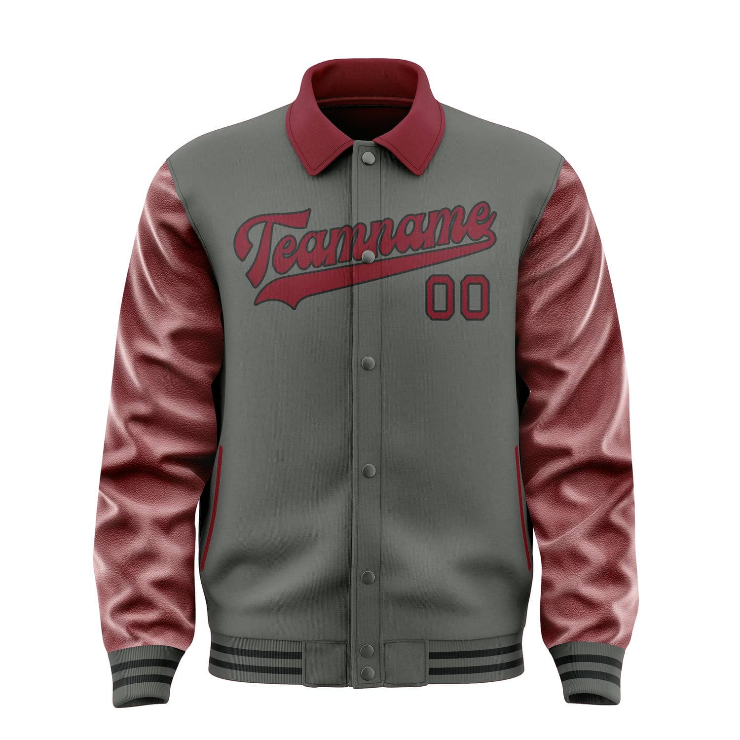 Custom Dark Grey Crimson Red Jacket