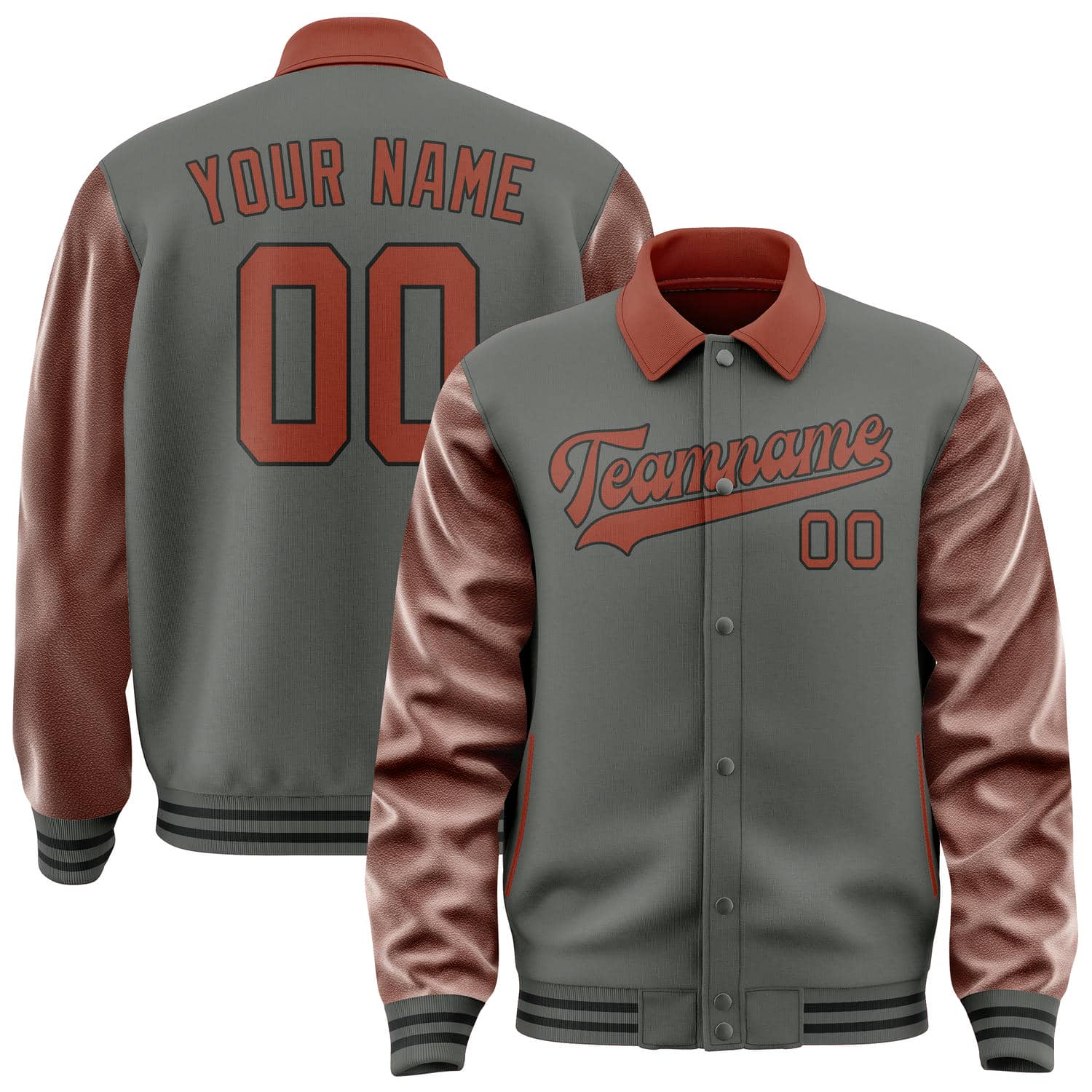 Custom Dark Grey Coral Red Jacket