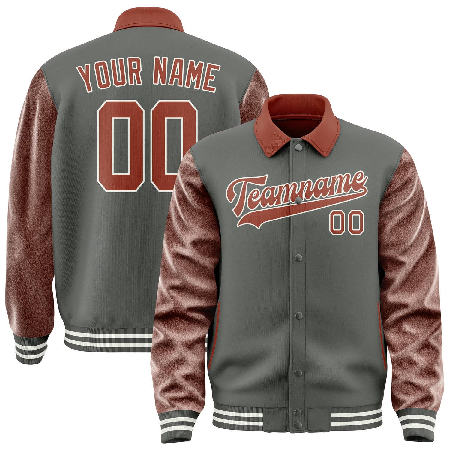 Custom Dark Grey Coral Red Jacket