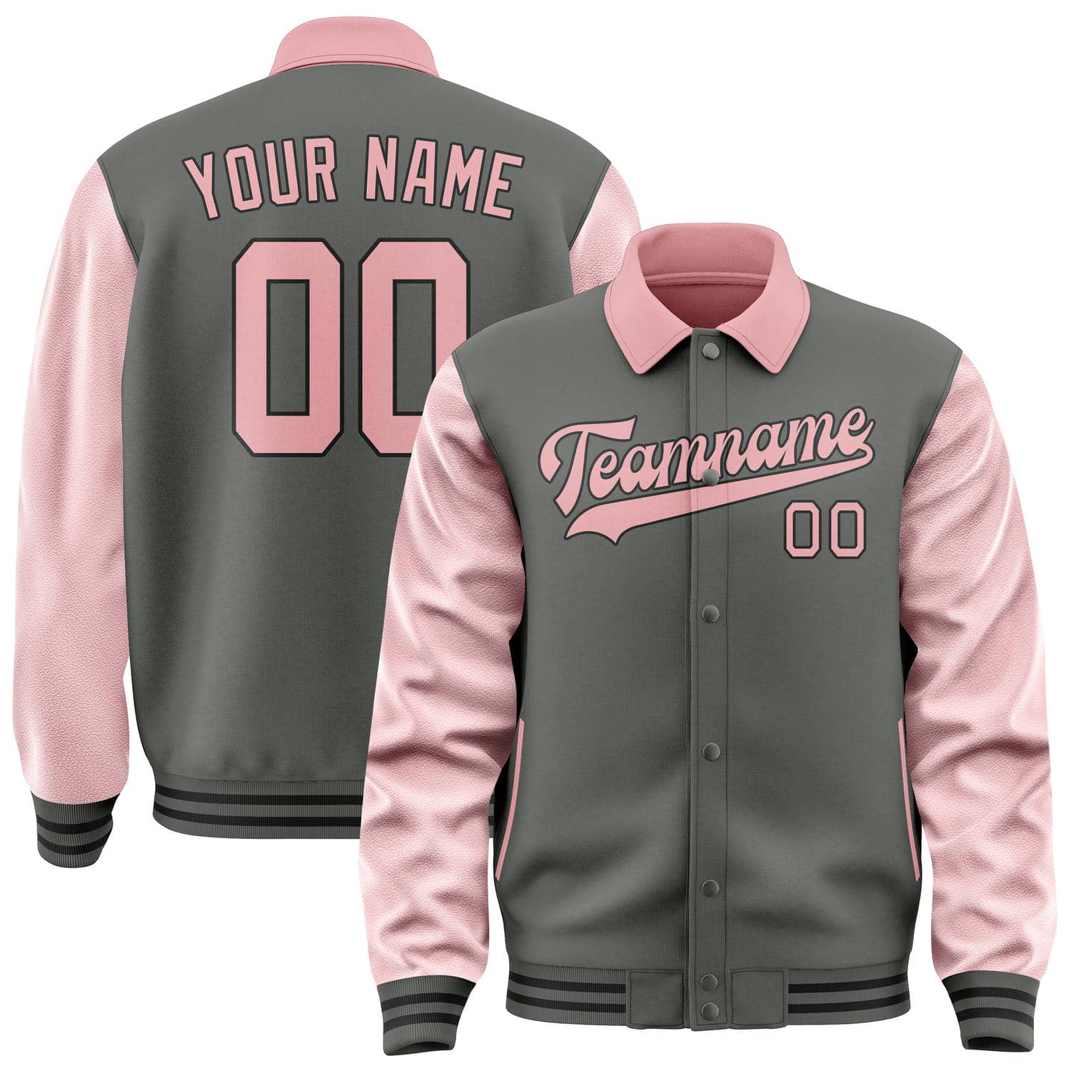 Custom Dark Grey Light Pink Jacket
