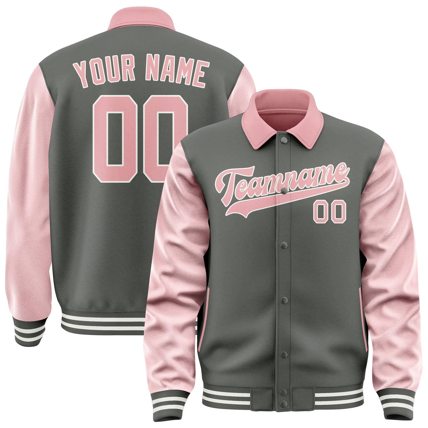 Custom Dark Grey Light Pink Jacket