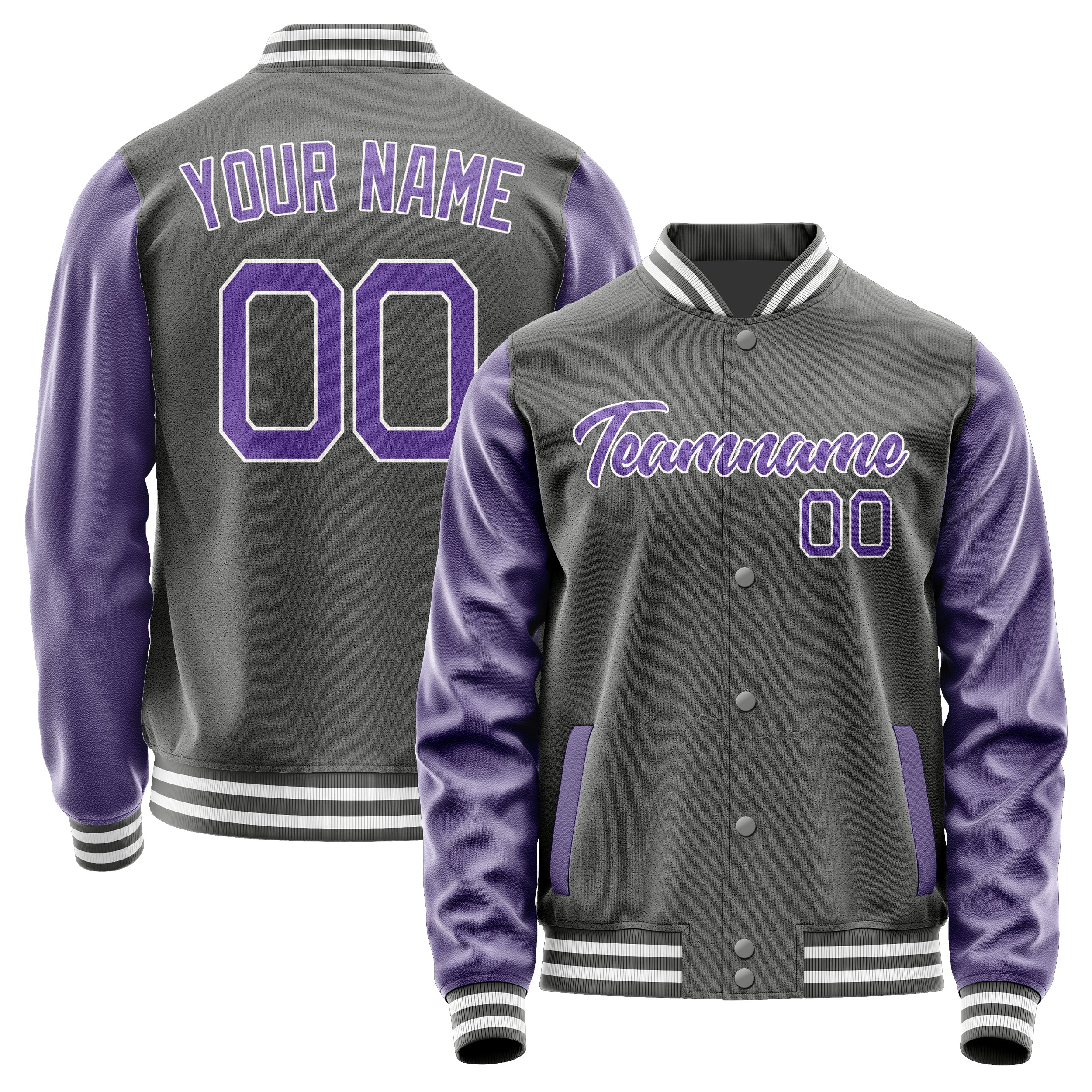 Custom Dark Grey Light Purple Jacket JA2020232018B21823
