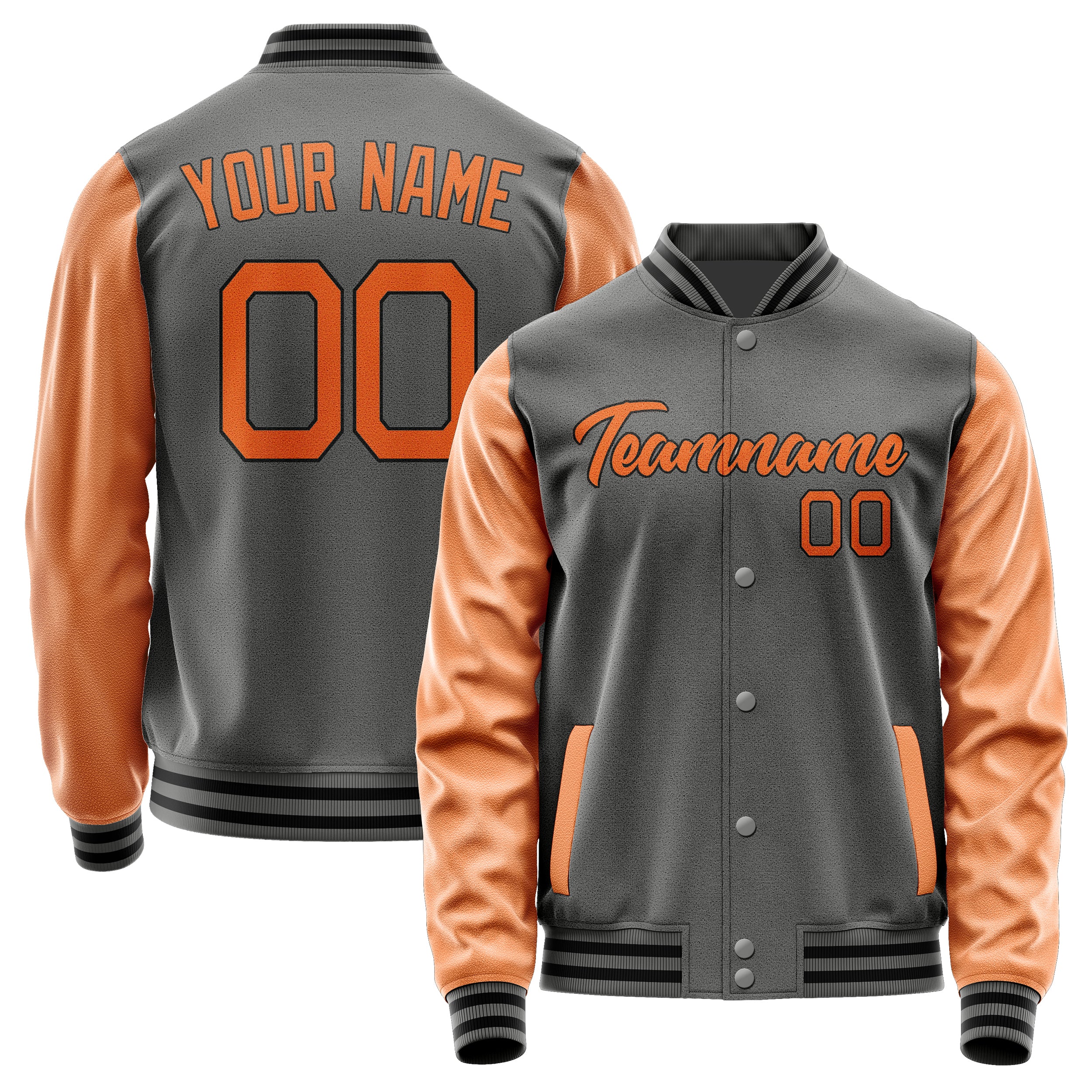 Custom Dark Grey Orange Jacket JA2020282017B21728