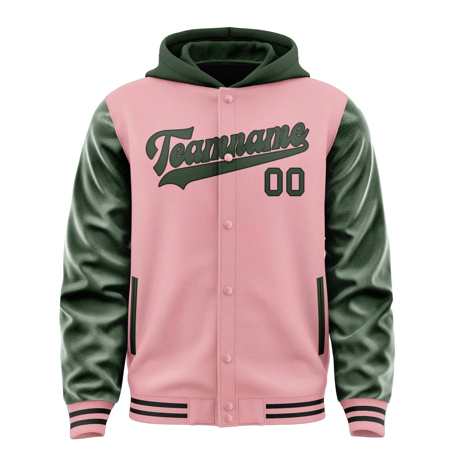 Custom Light Pink Dark Green Jacket