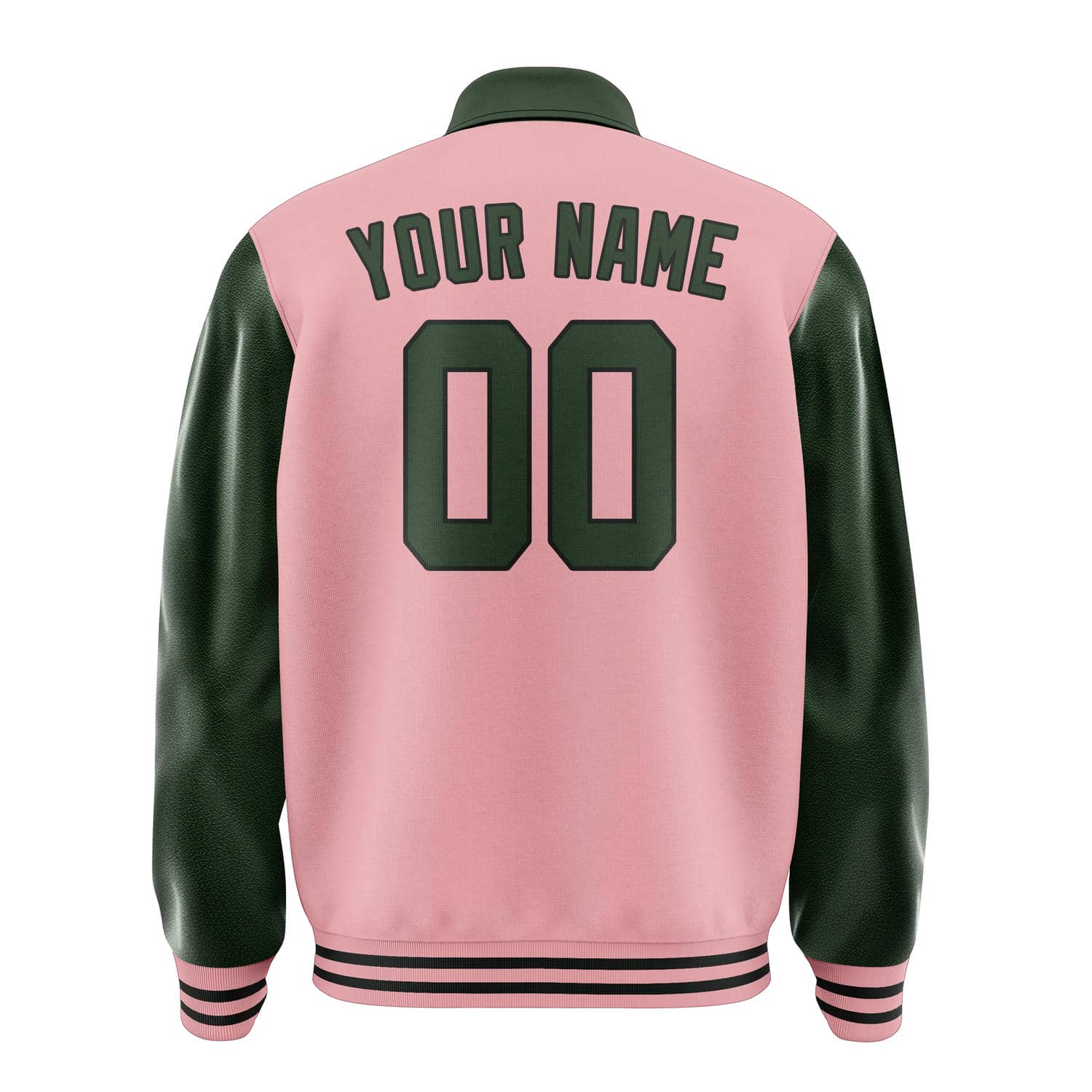 Custom Light Pink Dark Green Jacket