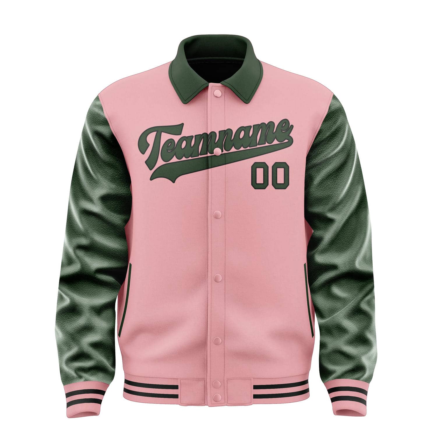 Custom Light Pink Dark Green Jacket