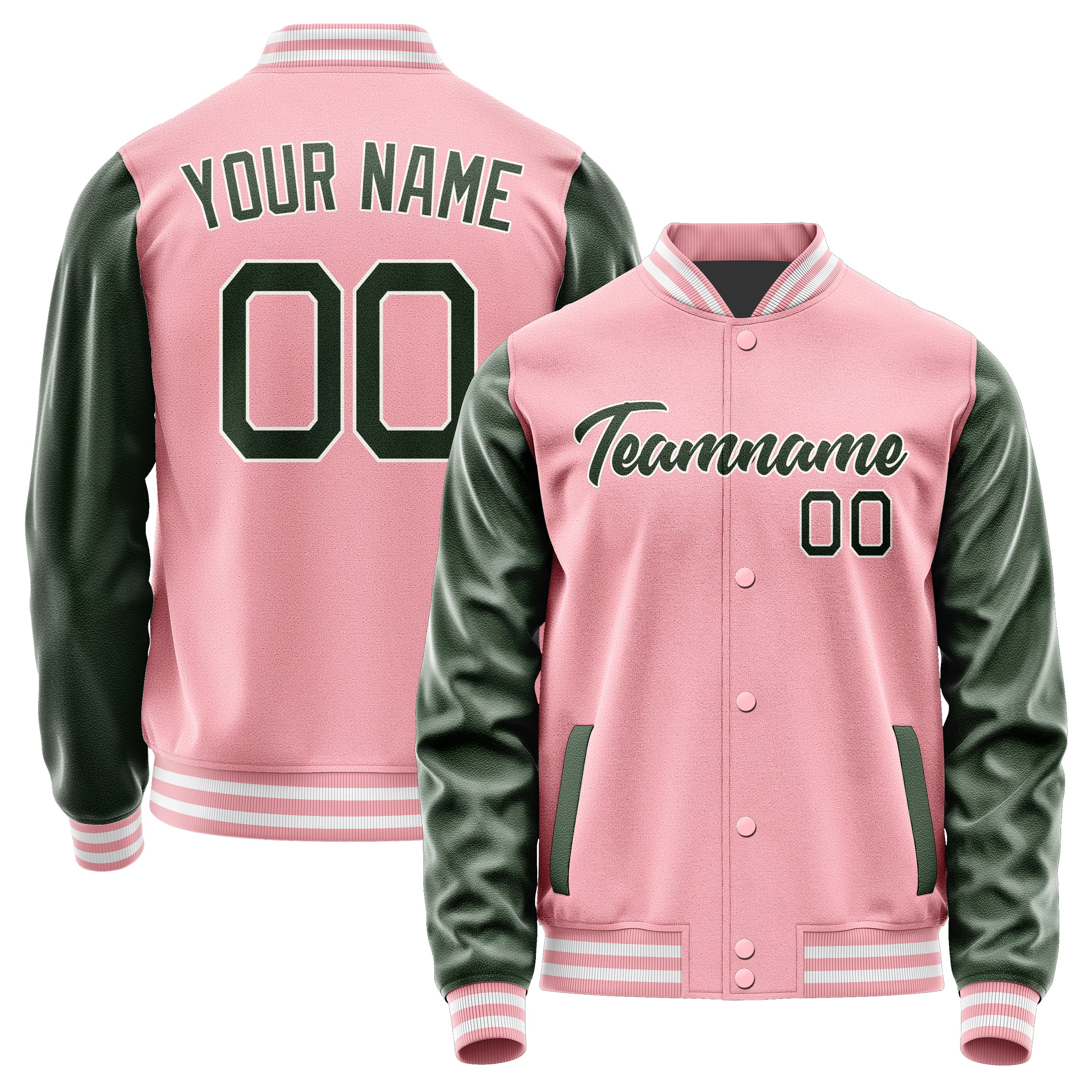 Custom Light Pink Dark Green Jacket JA2121062118B21806