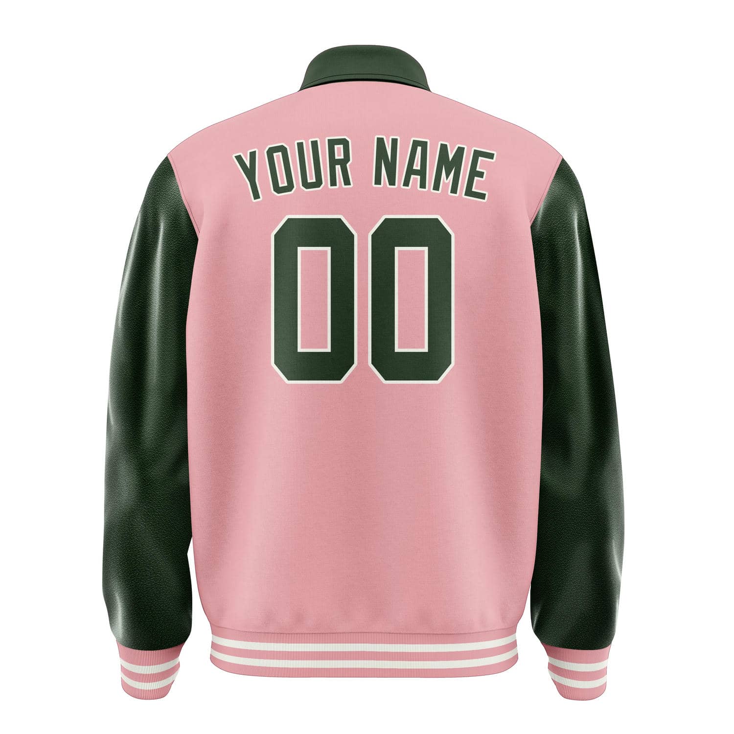 Custom Light Pink Dark Green Jacket