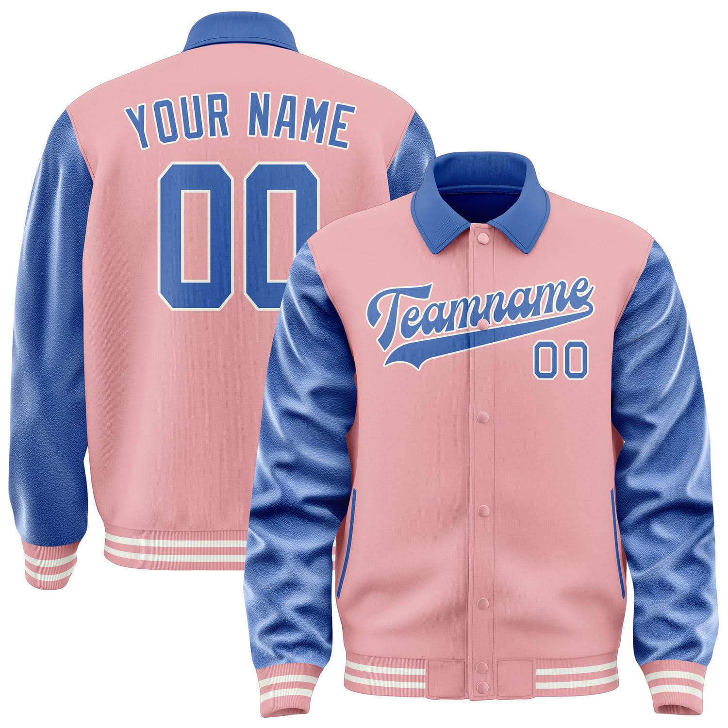Custom Light Pink Sky Blue Jacket