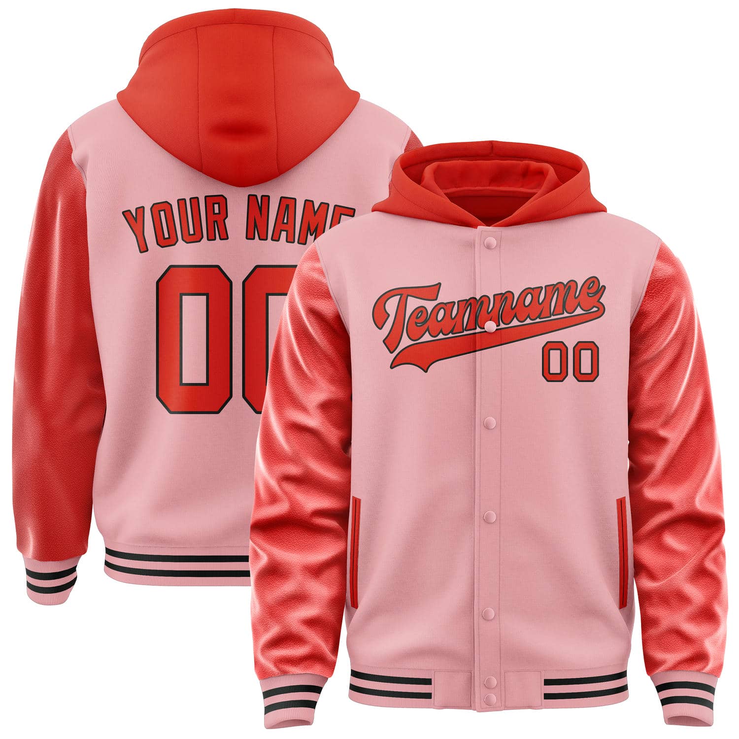 Custom Light Pink Orange Red Jacket