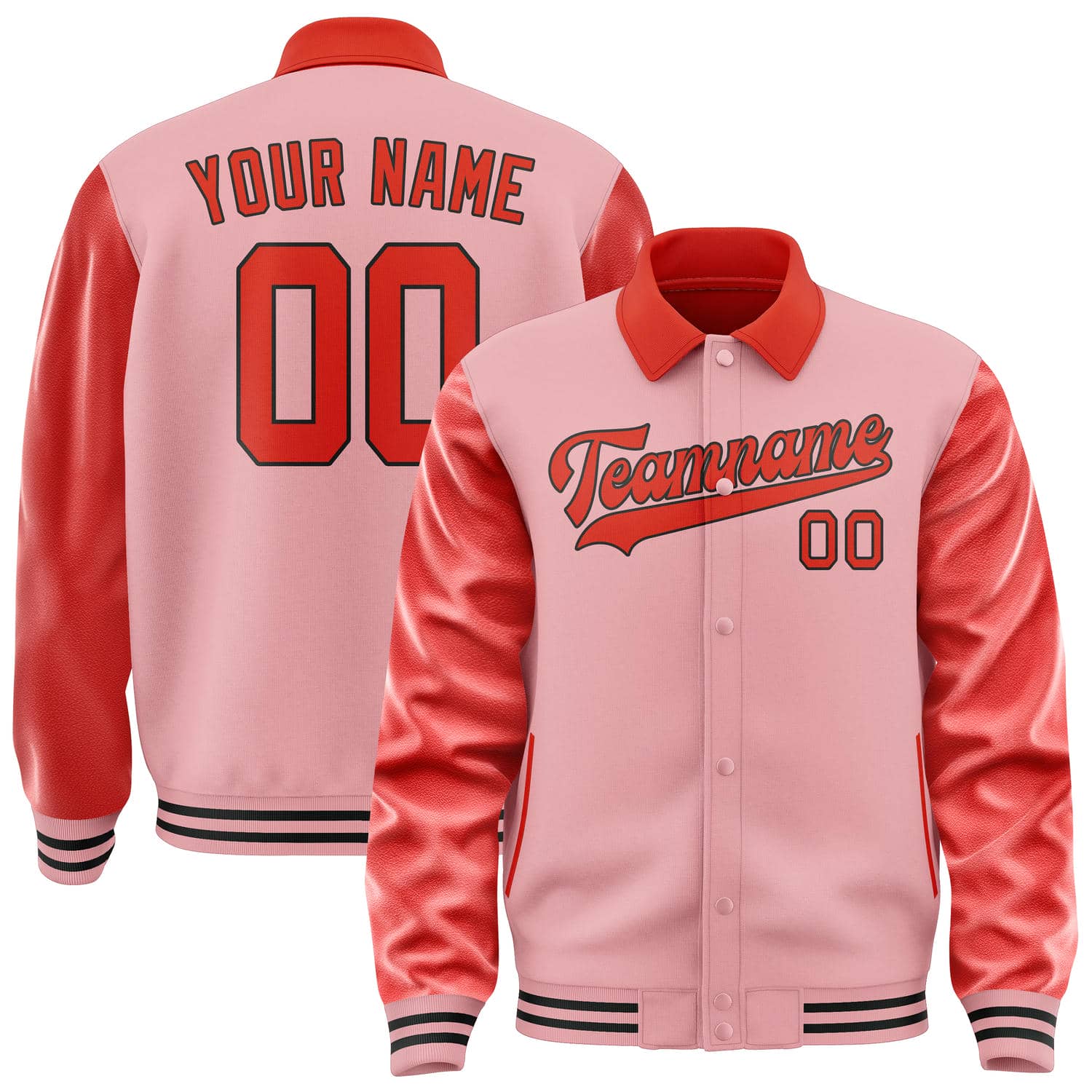 Custom Light Pink Orange Red Jacket