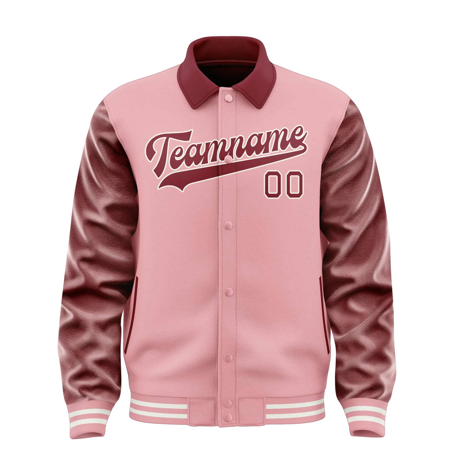 Custom Light Pink Crimson Red Jacket