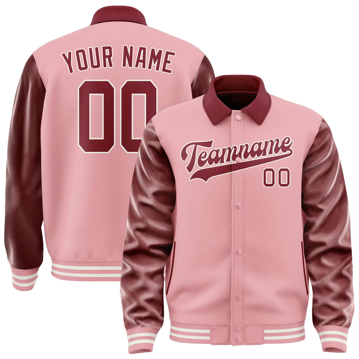 Custom Light Pink Crimson Red Jacket