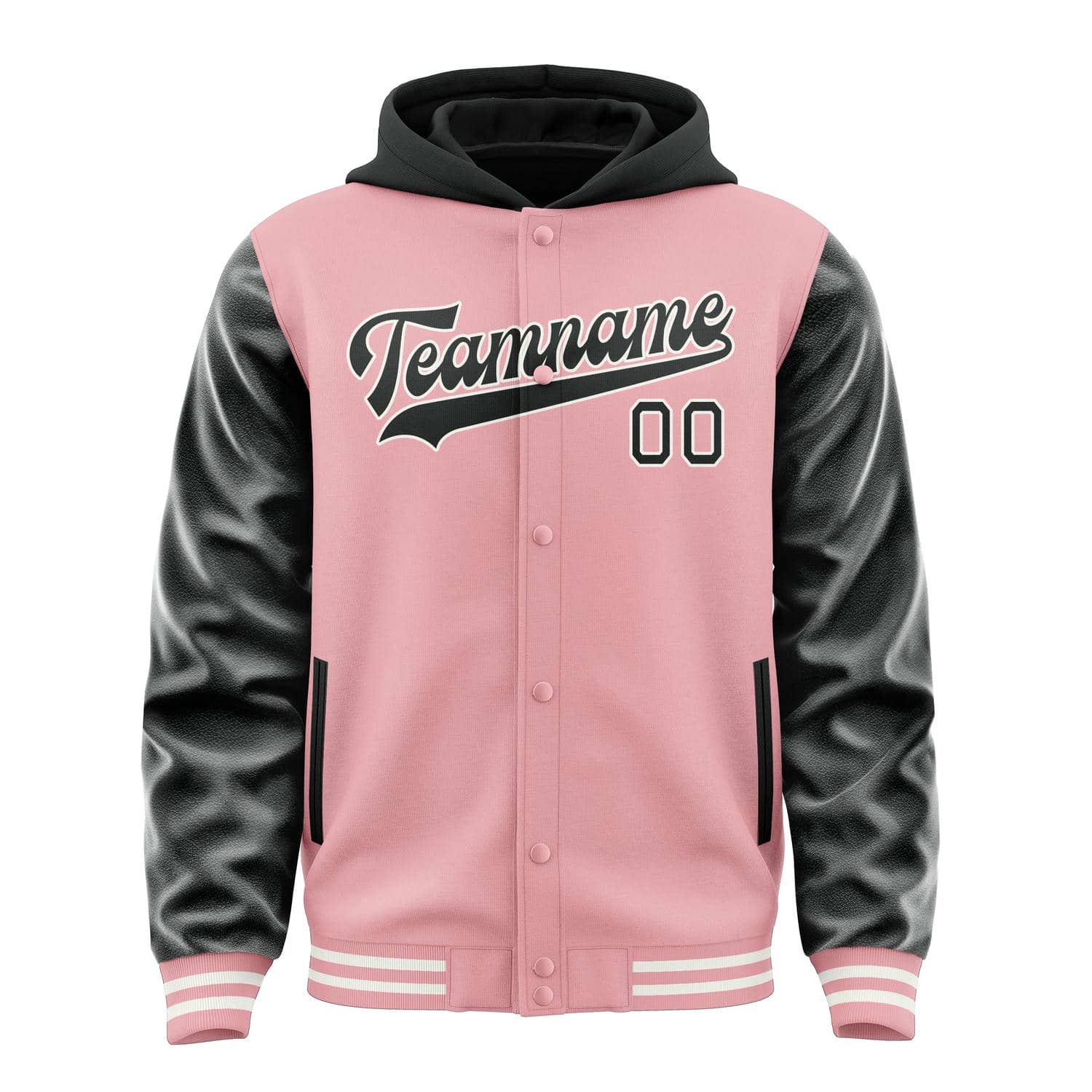Custom Light Pink Black Jacket
