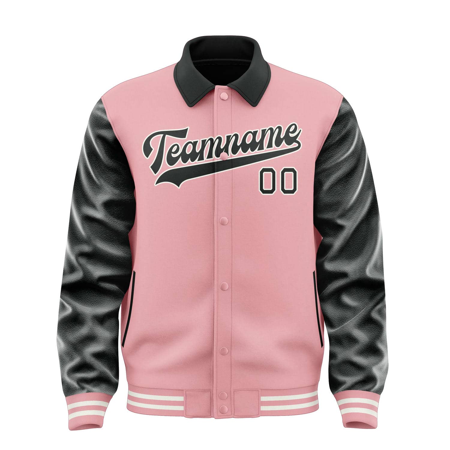 Custom Light Pink Black Jacket