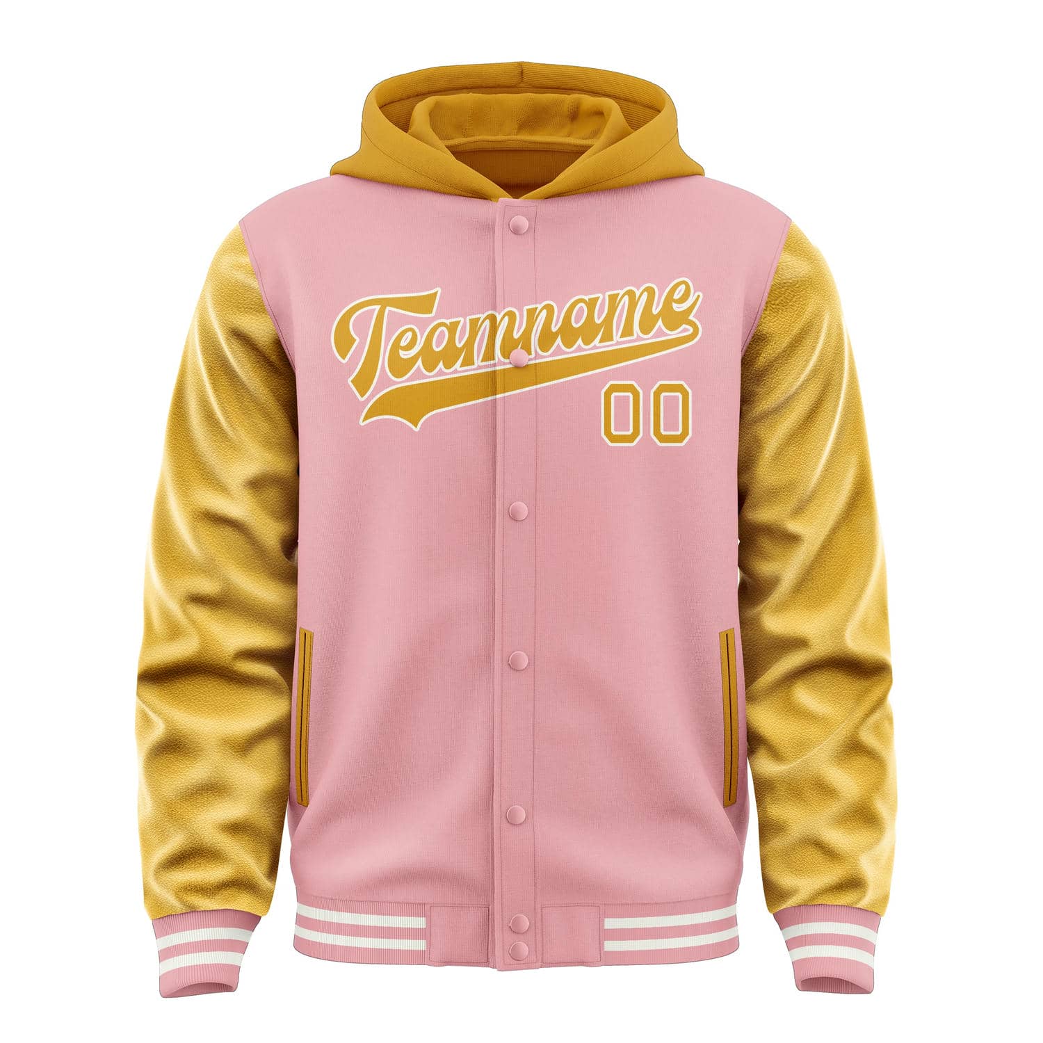 Custom Light Pink Yellow Jacket