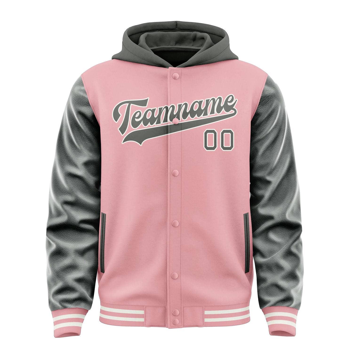 Custom Light Pink Dark Grey Jacket