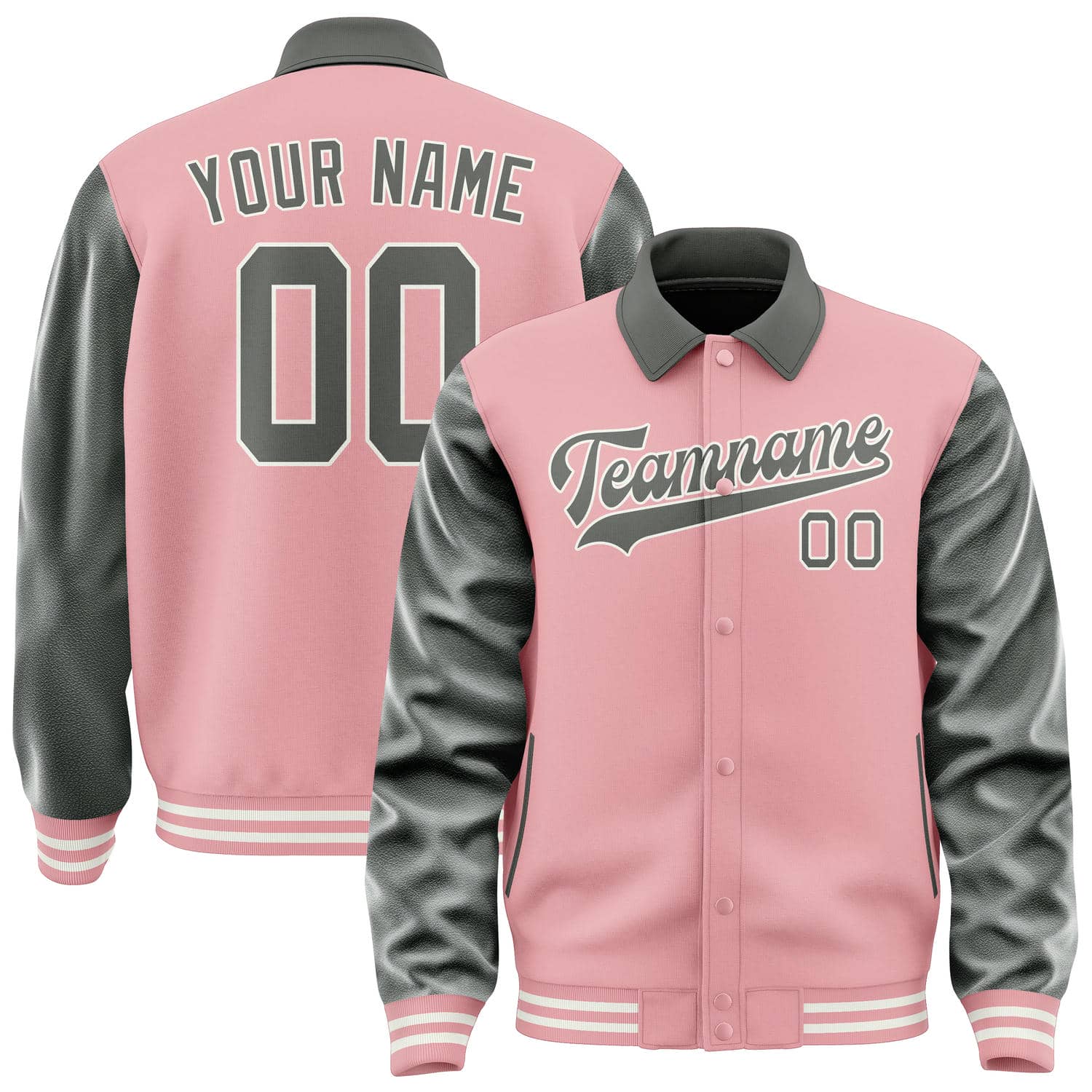 Custom Light Pink Dark Grey Jacket