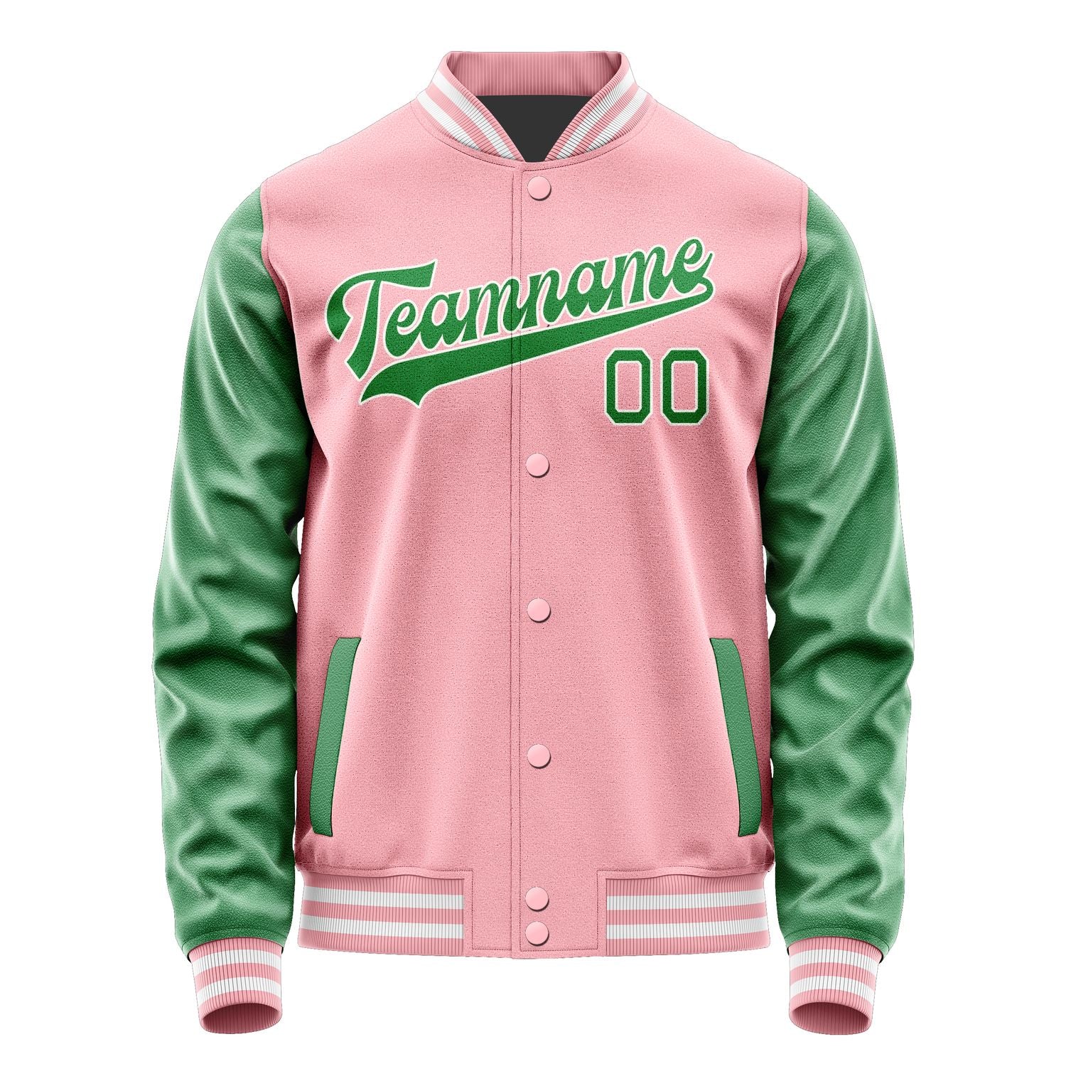 Custom Light Pink Emerald Green Jacket JA2121242118B31824