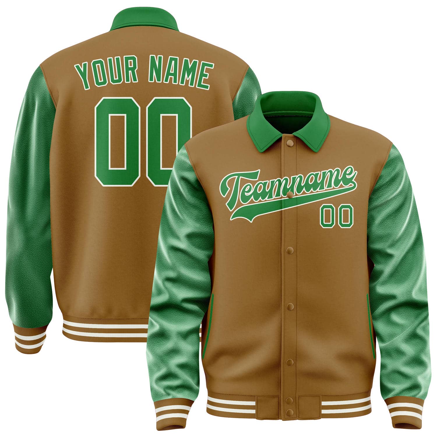 Custom Khaki Emerald Green Jacket